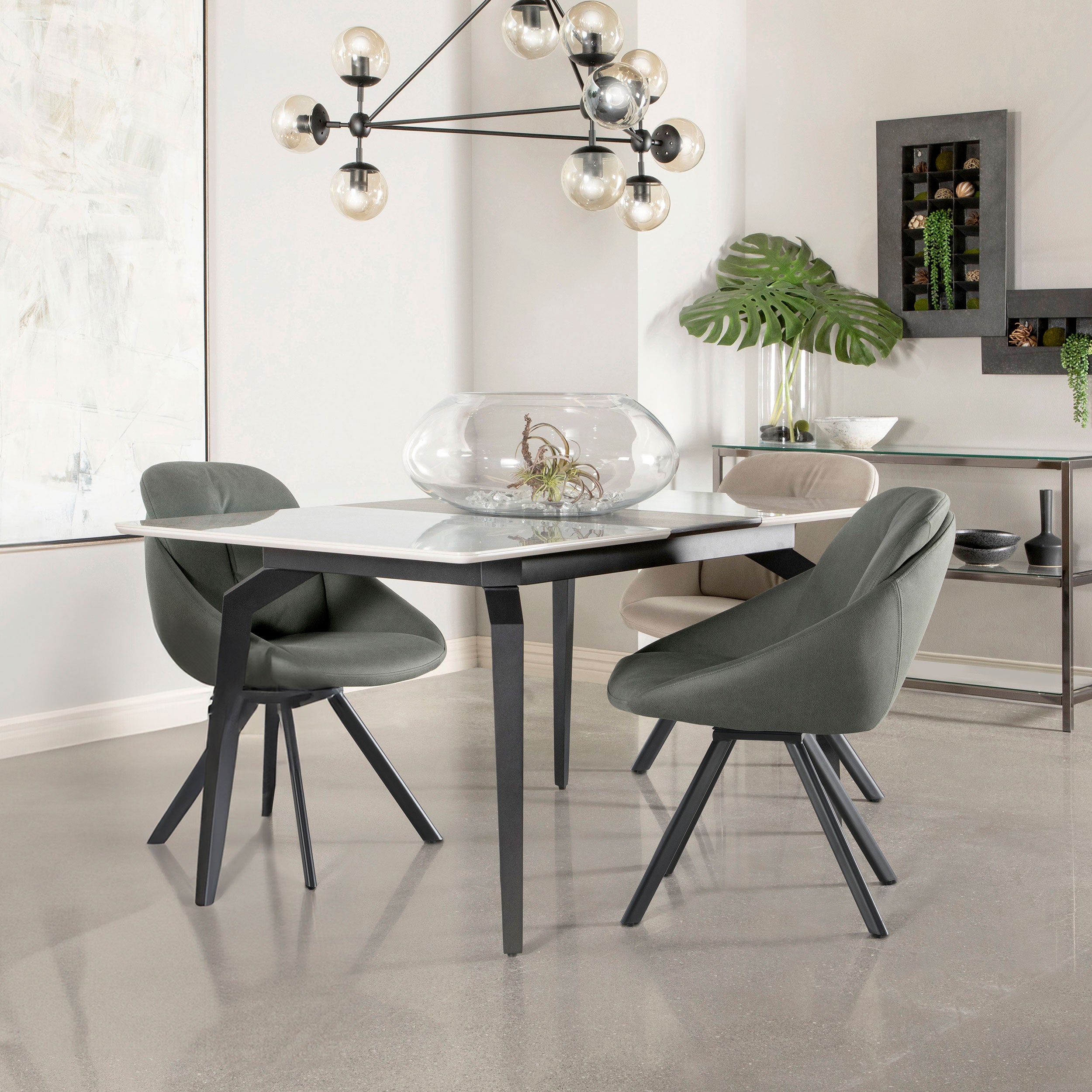 Mina Rectangular 65-inch Extension Dining Table Grey Ceramic — view 2
