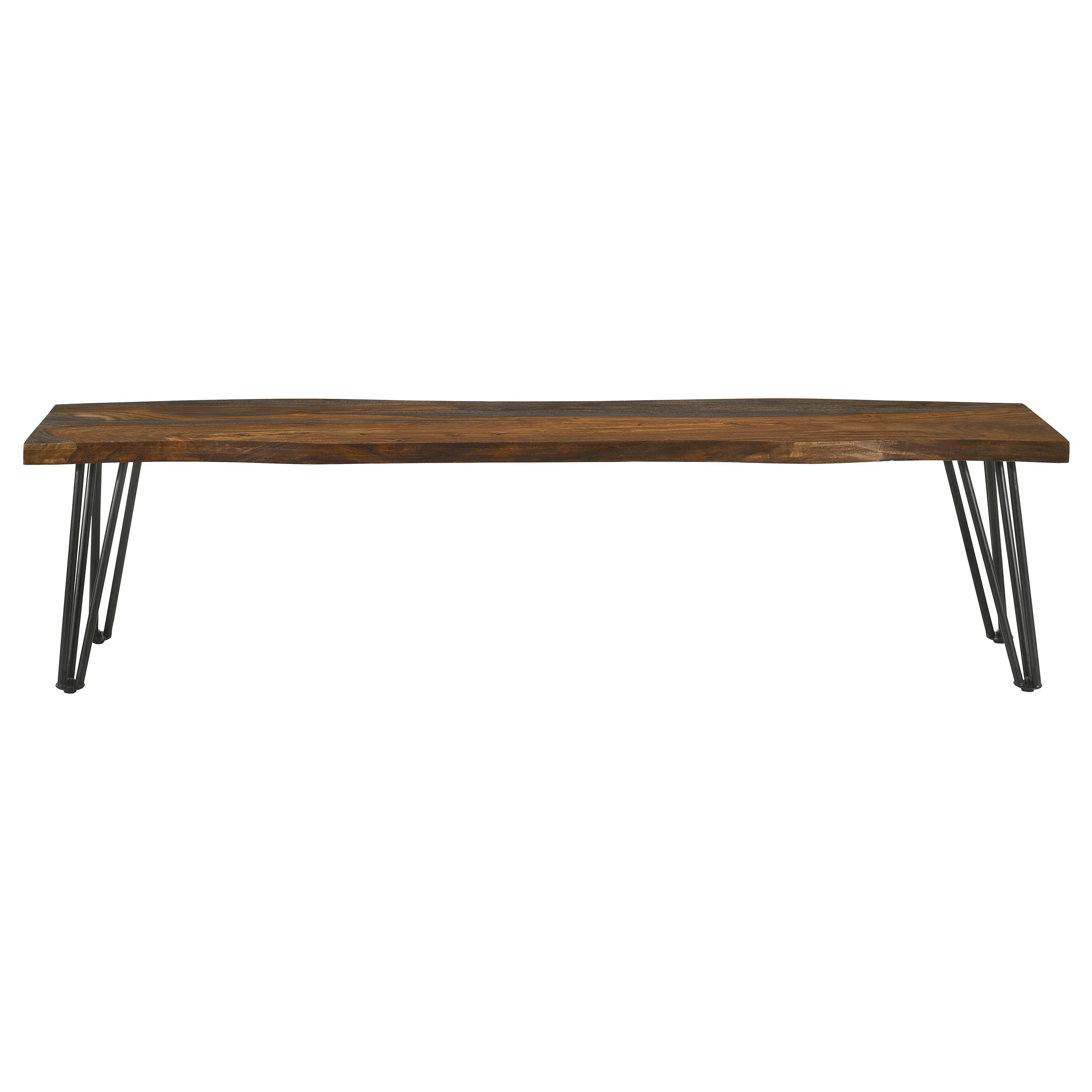 Neve Live Edge Wood Dining Bench Hairpin Legs Grey Sheesham — view 3