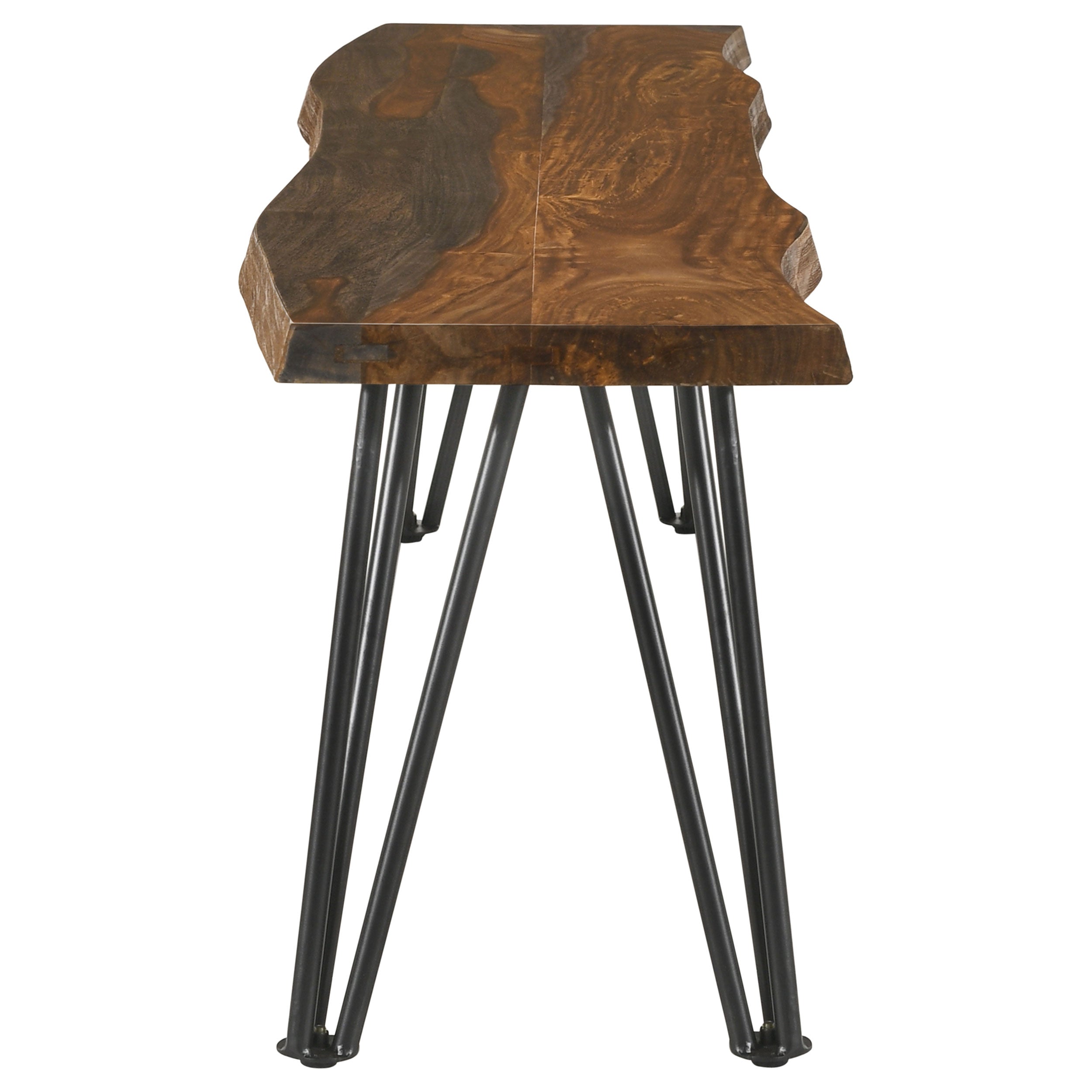 Neve Live Edge Wood Dining Bench Hairpin Legs Grey Sheesham — view 4