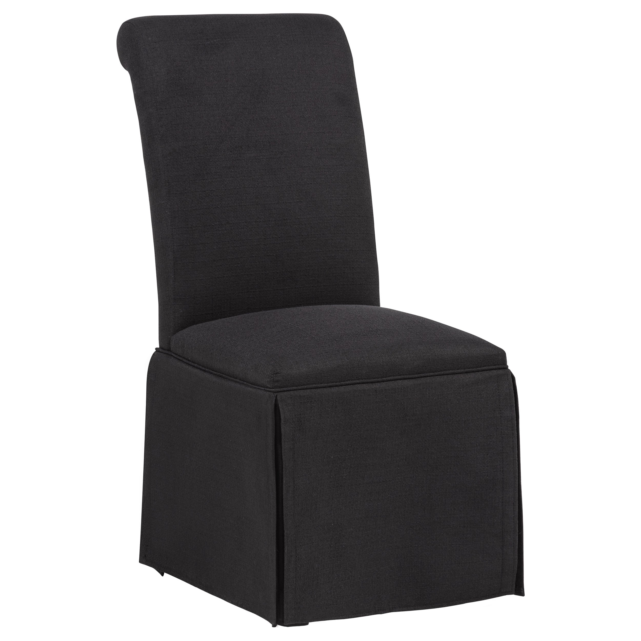 Shawna Upholstered Skirted Side Chair Black (Set of 2) — view 3