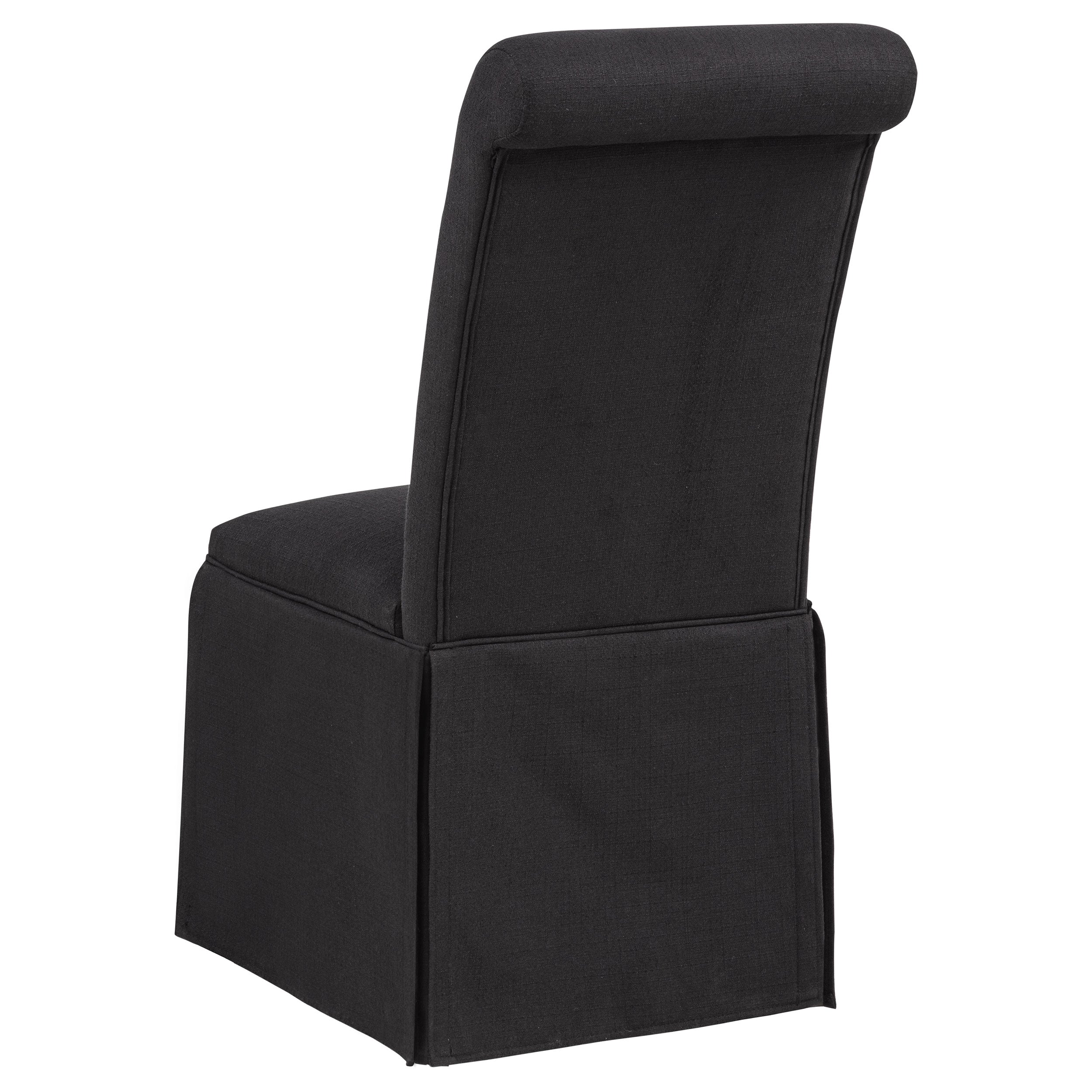 Shawna Upholstered Skirted Side Chair Black (Set of 2) — view 9