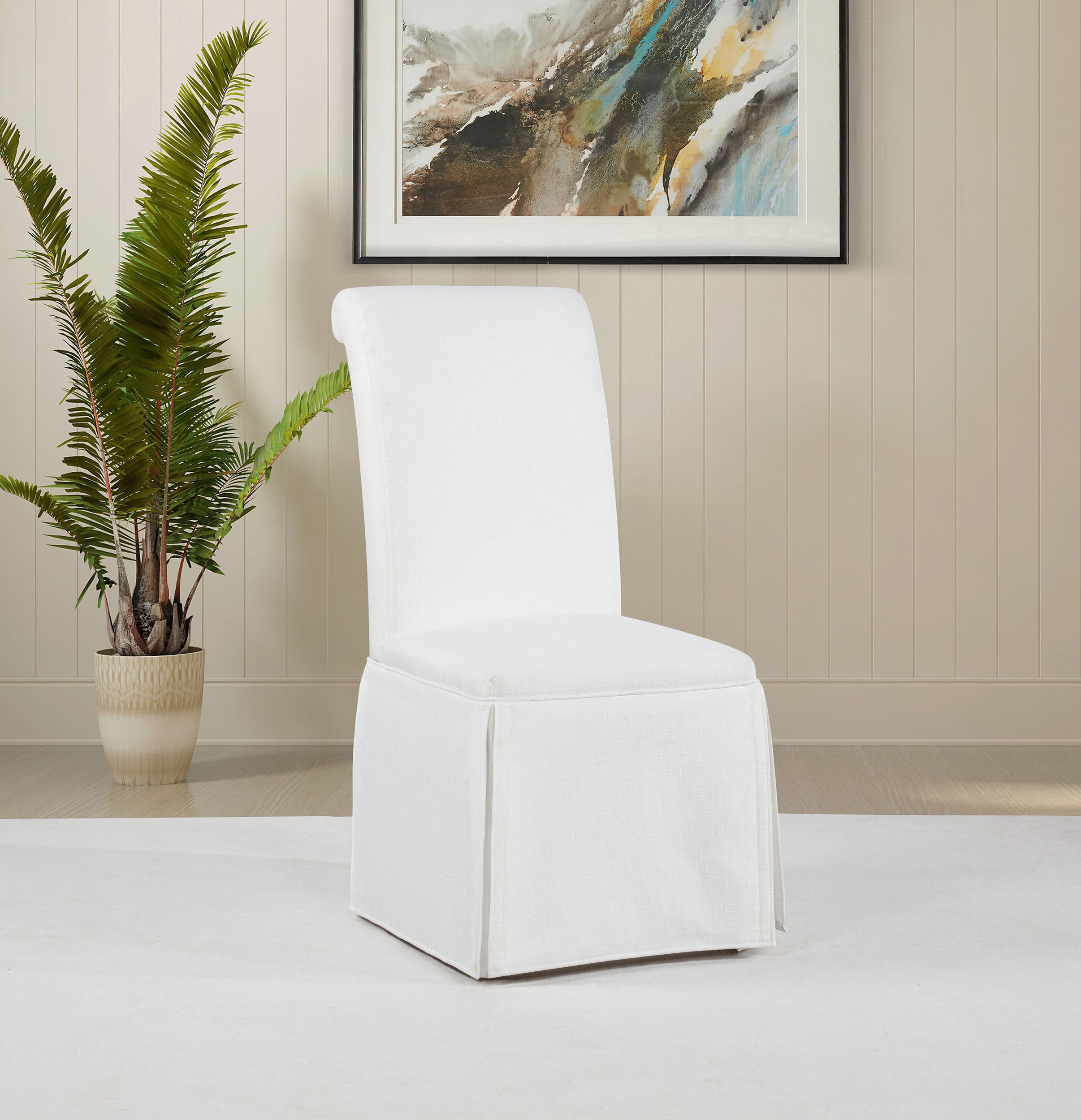 Shawna Upholstered Skirted Side Chair White (Set of 2) — view 2