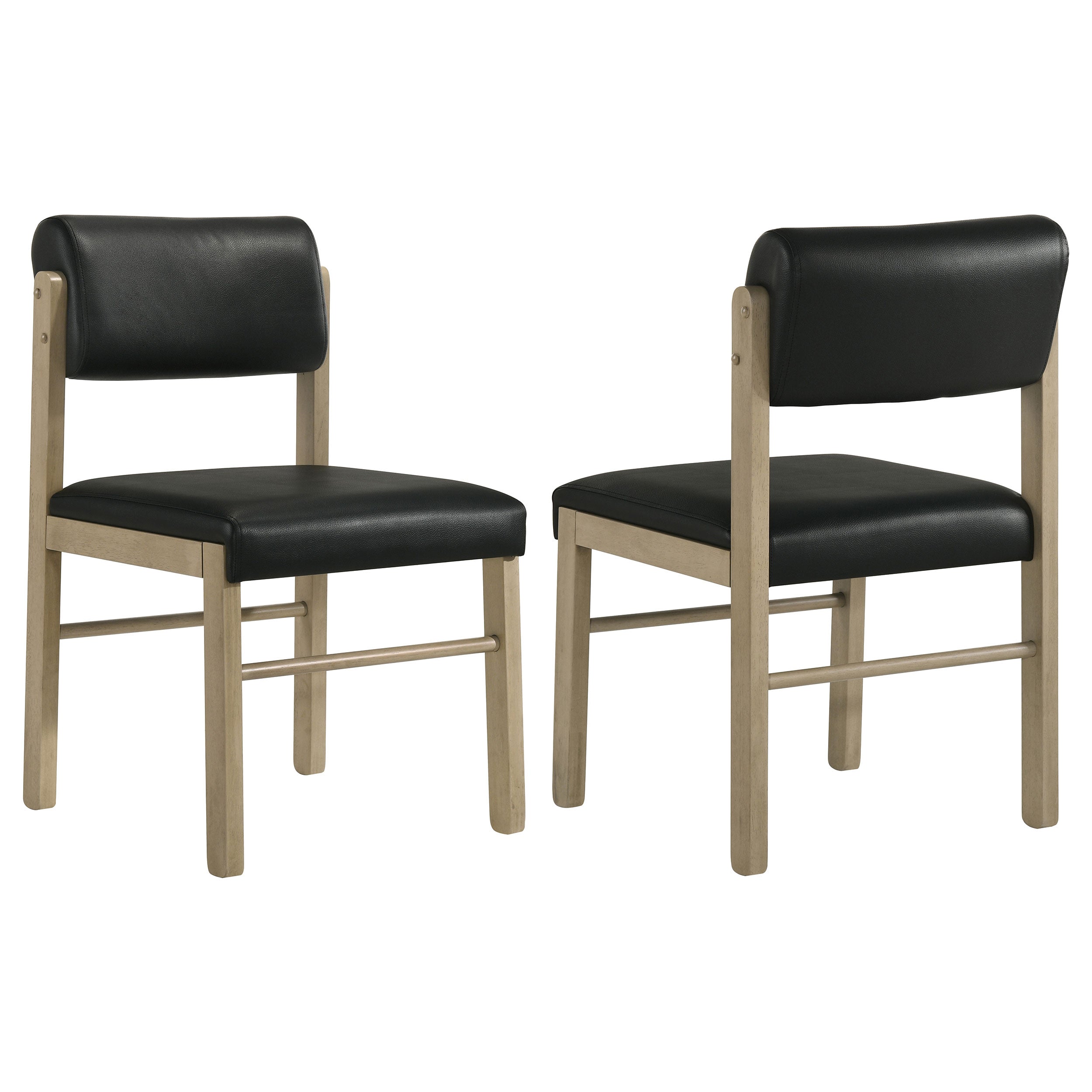 Kehoe Upholstered Dining Side Chair Black and Natural Oak (Set of 2) — view 1