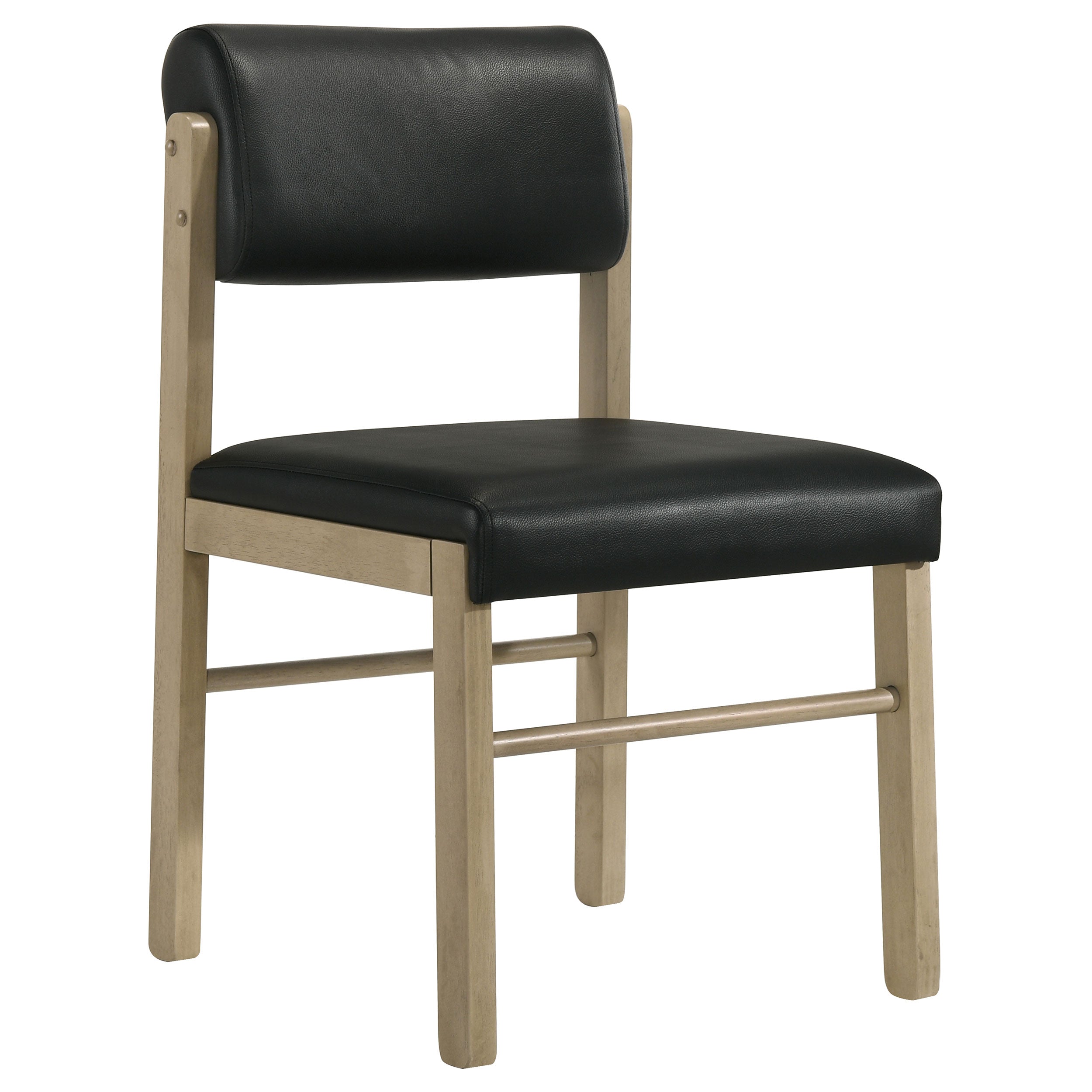 Kehoe Upholstered Dining Side Chair Black and Natural Oak (Set of 2) — view 3