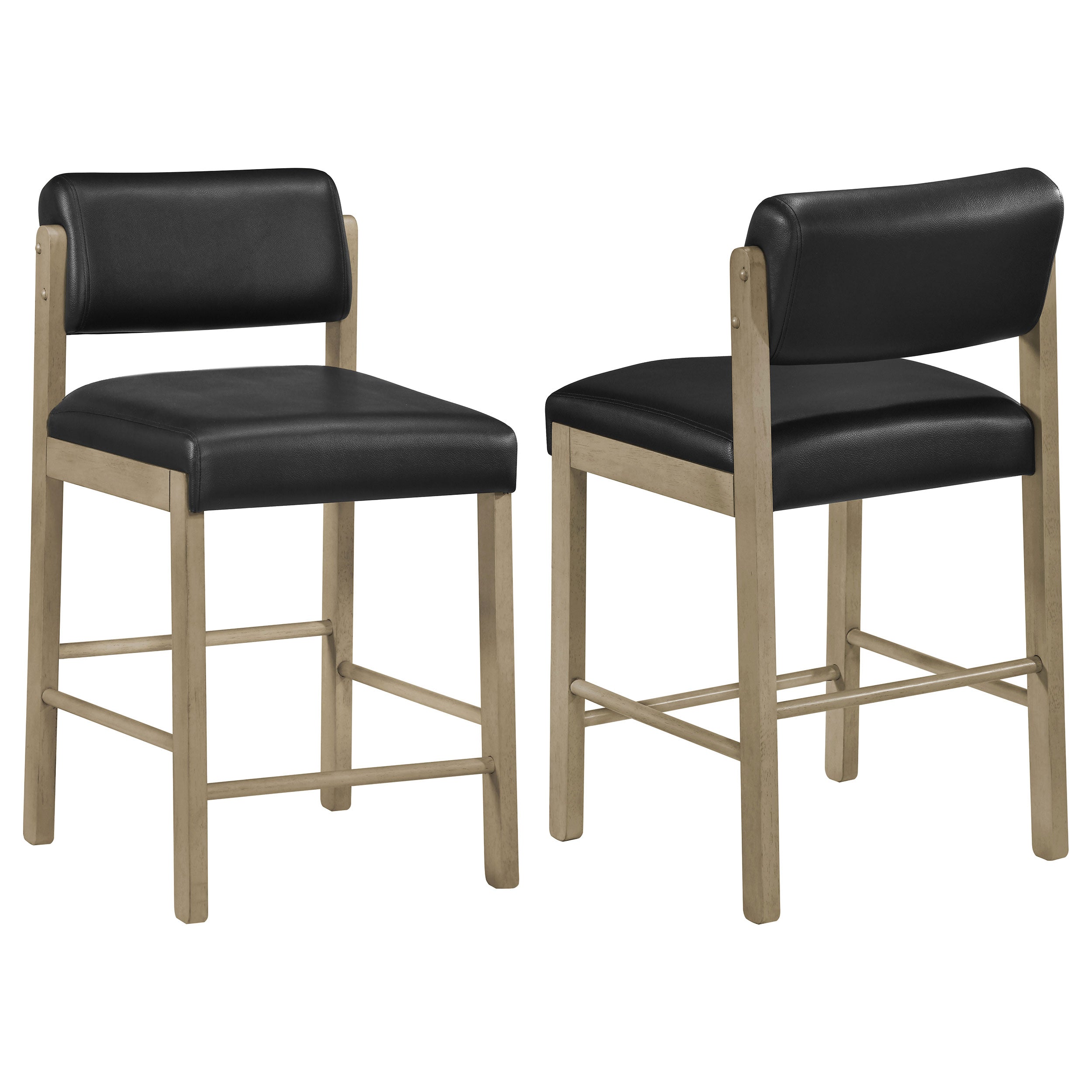 Kehoe Upholstered Counter Height Chair Black and Natural Oak (Set of 2) — view 1