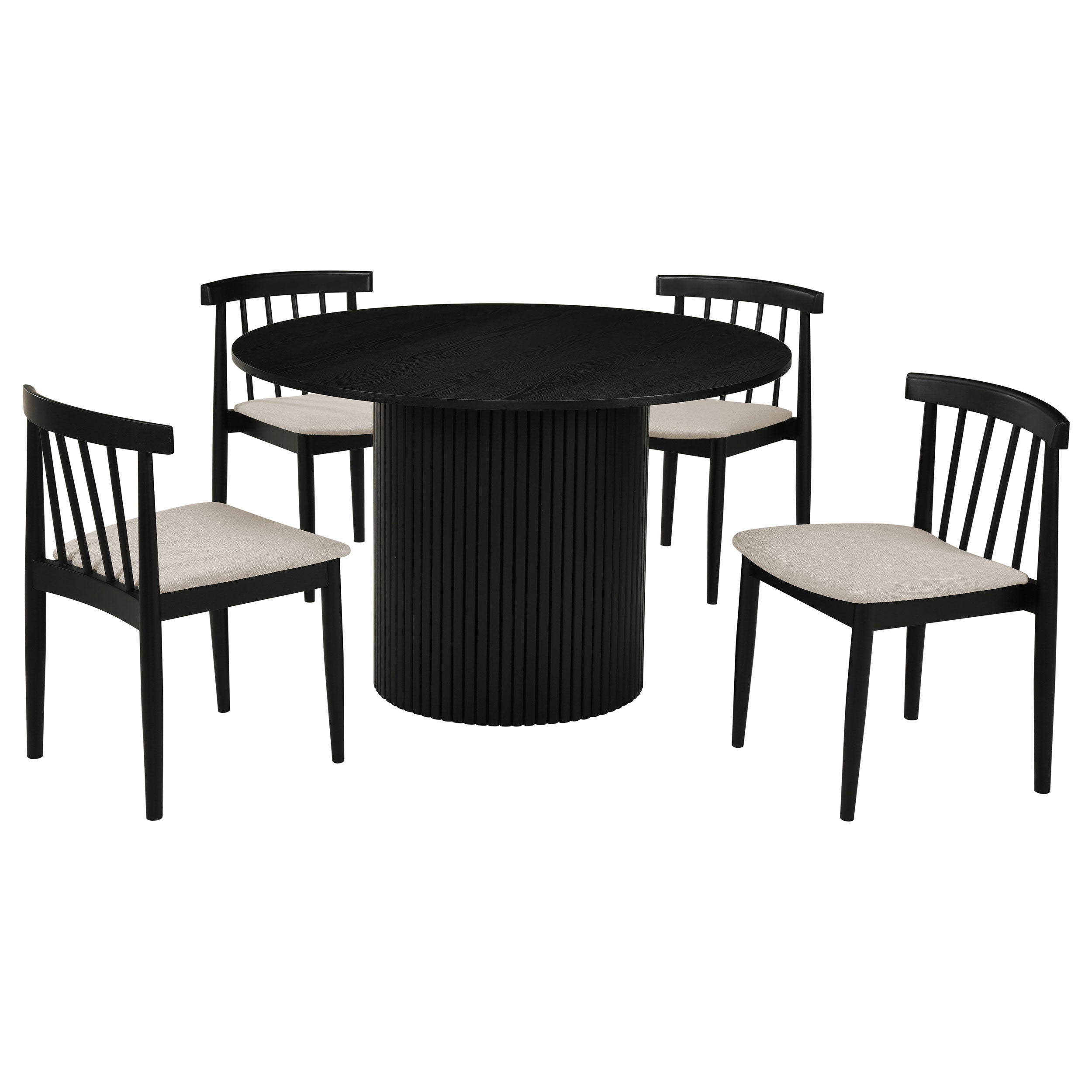 Hamlyn 5-piece Round Wood Dining Set Wheat and Black — view 1