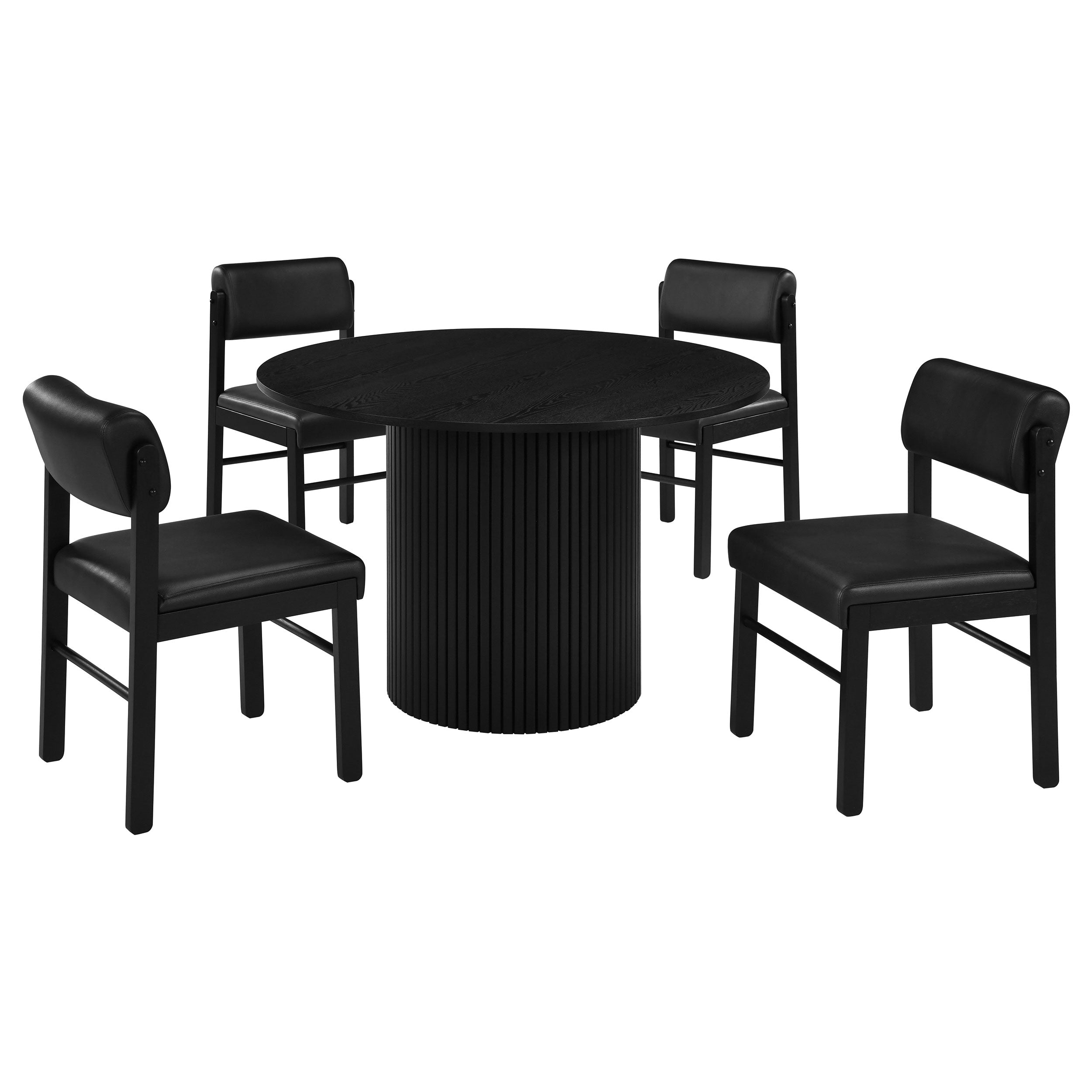 Hamlyn 5-piece Round Wood Dining Set Black — view 1