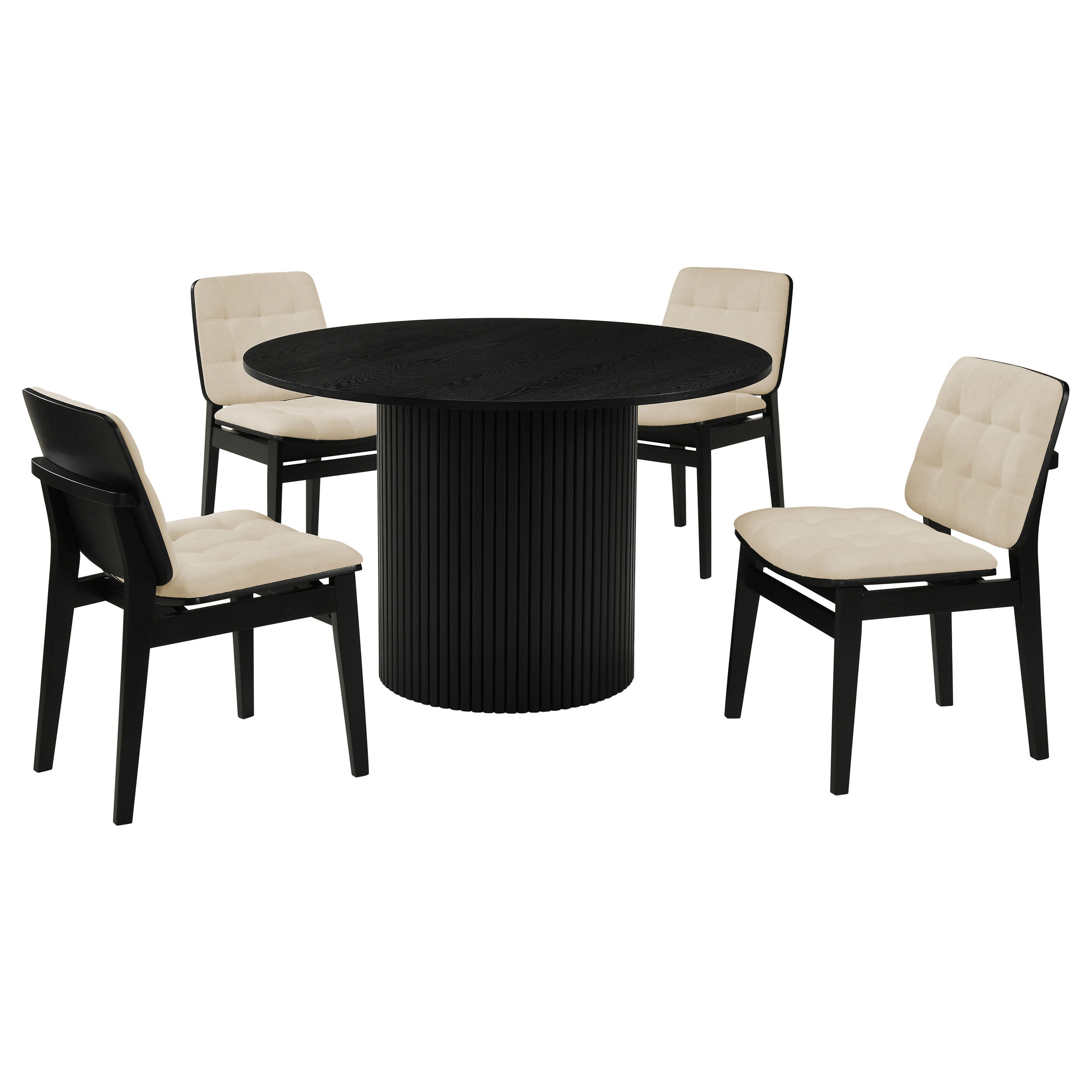 Hamlyn 5-piece Round Wood Dining Set Cream and Black — view 1