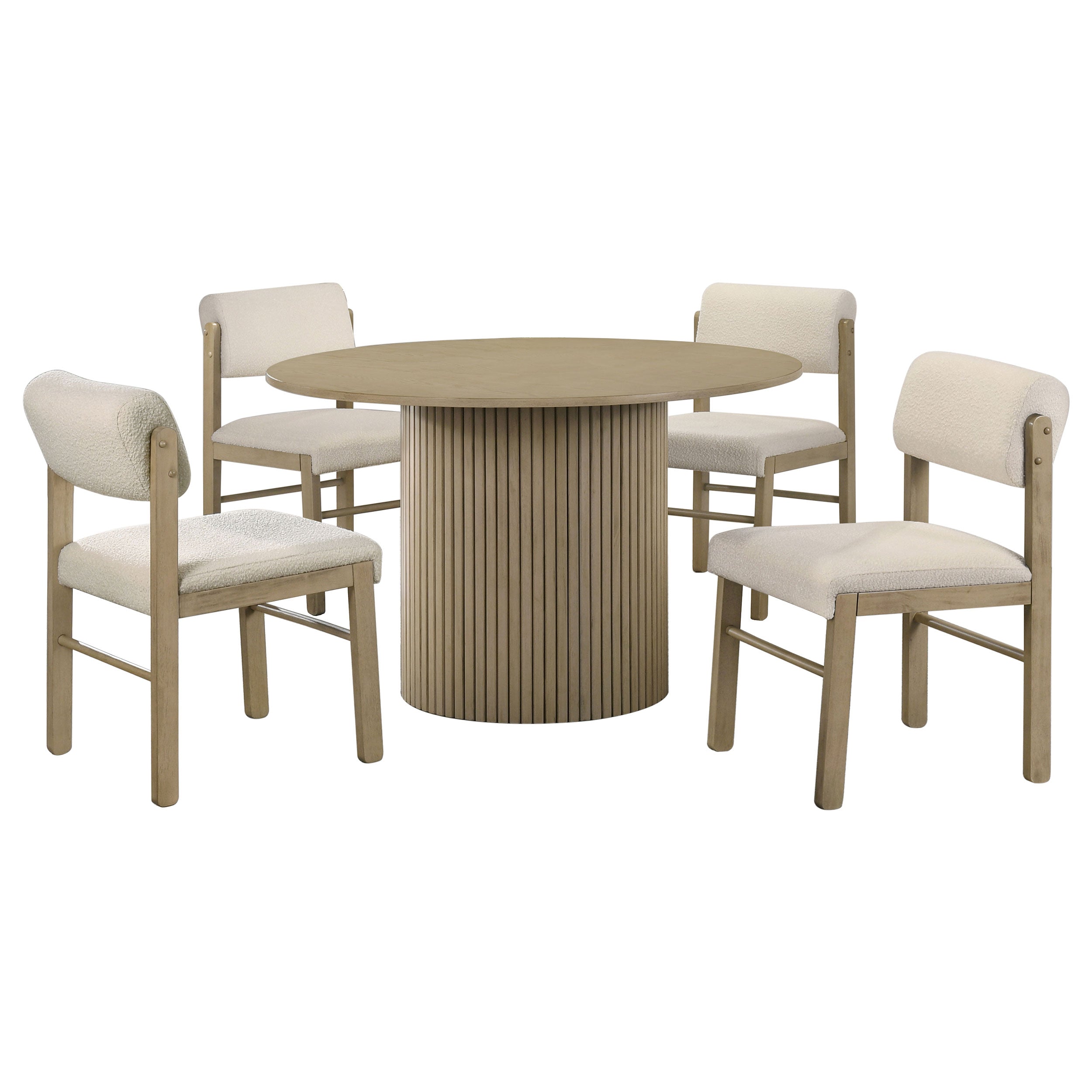 Hamlyn 5-piece Round Wood Dining Set Cream and Natural Oak — view 1