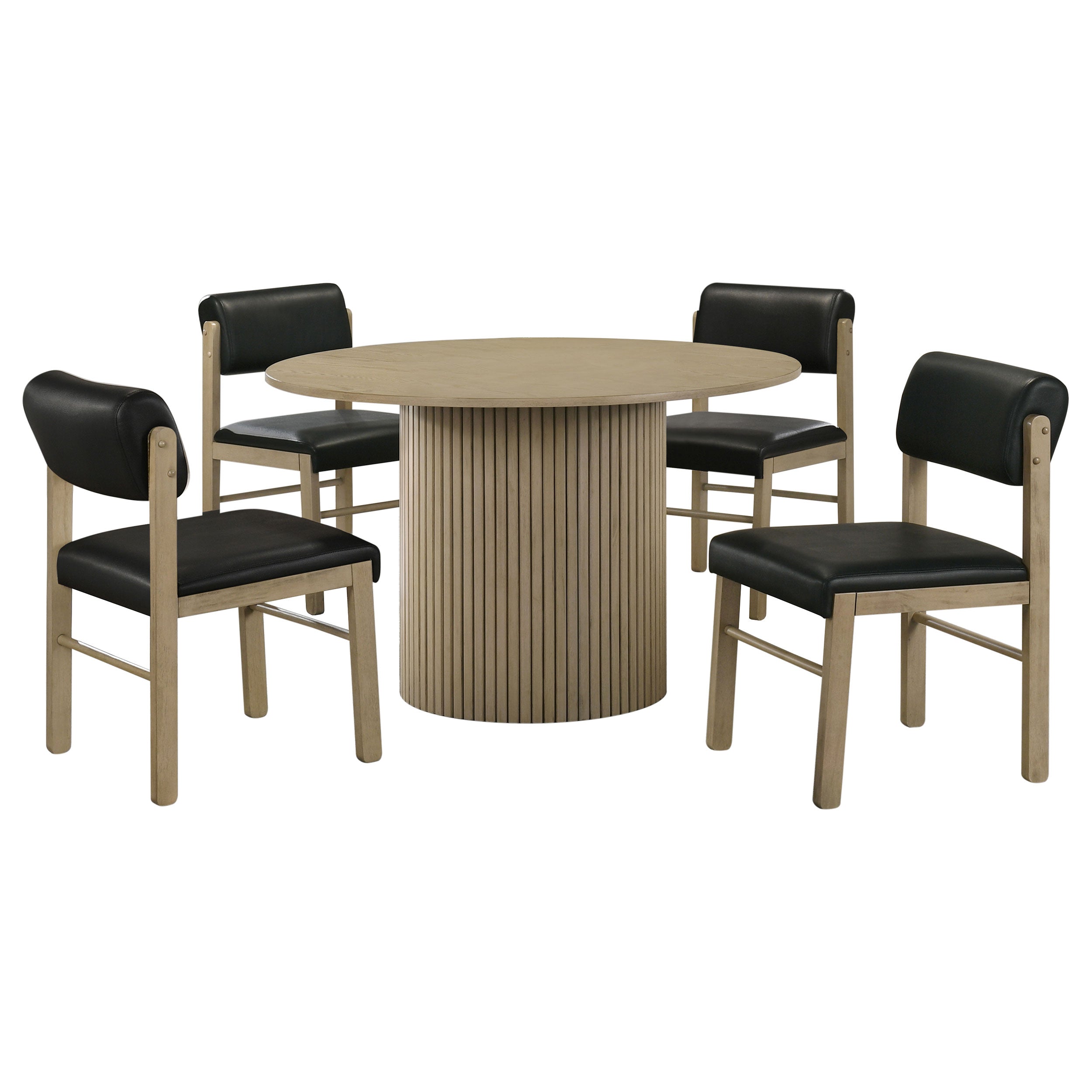 Hamlyn 5-piece Round Wood Dining Set Black and Natural Oak — view 1