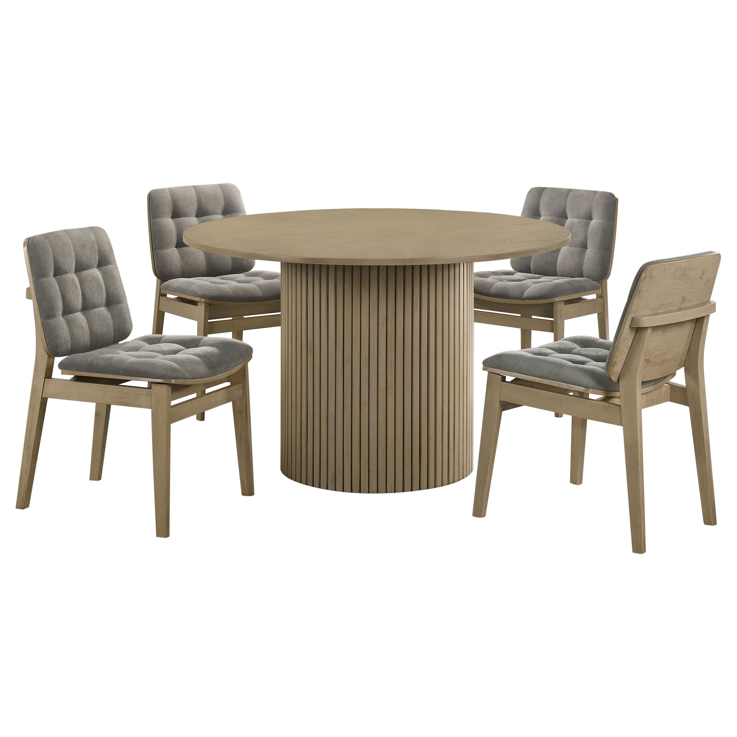 Hamlyn 5-piece Round Wood Dining Set Grey and Natural Oak — view 1
