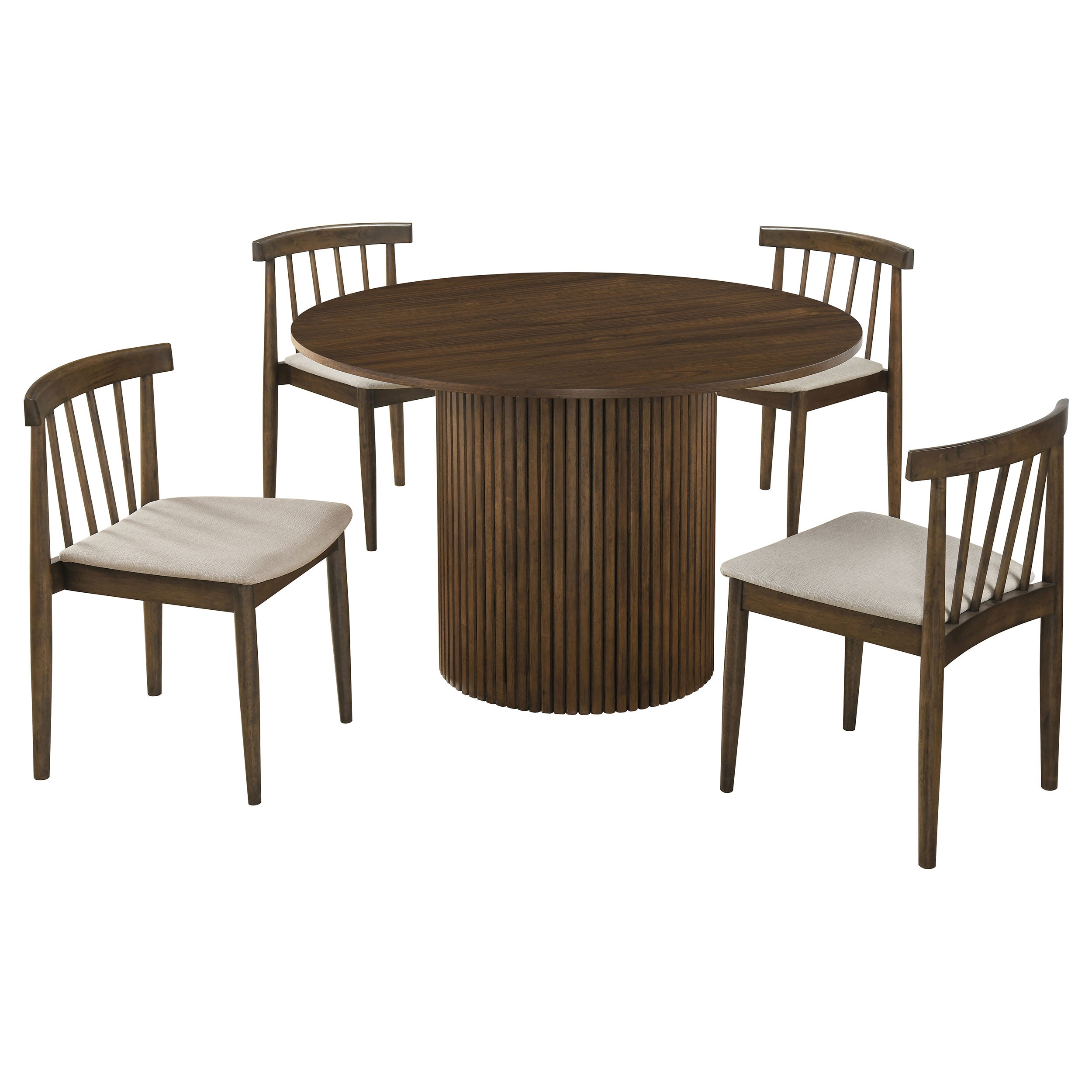 Hamlyn 5-piece Round Wood Dining Set Wheat and Walnut — view 1