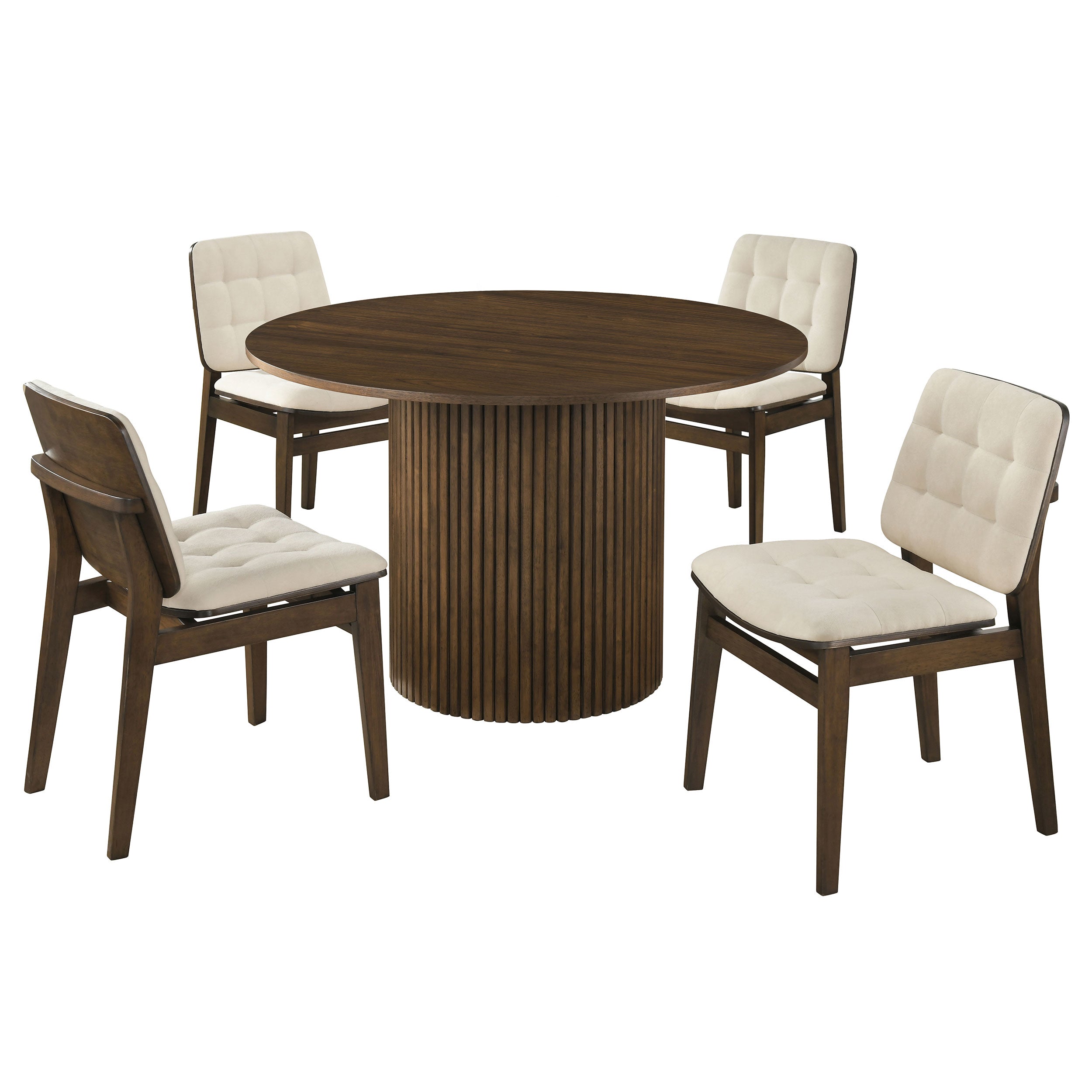 Hamlyn 5-piece Round Wood Dining Set Cream and Walnut — view 1