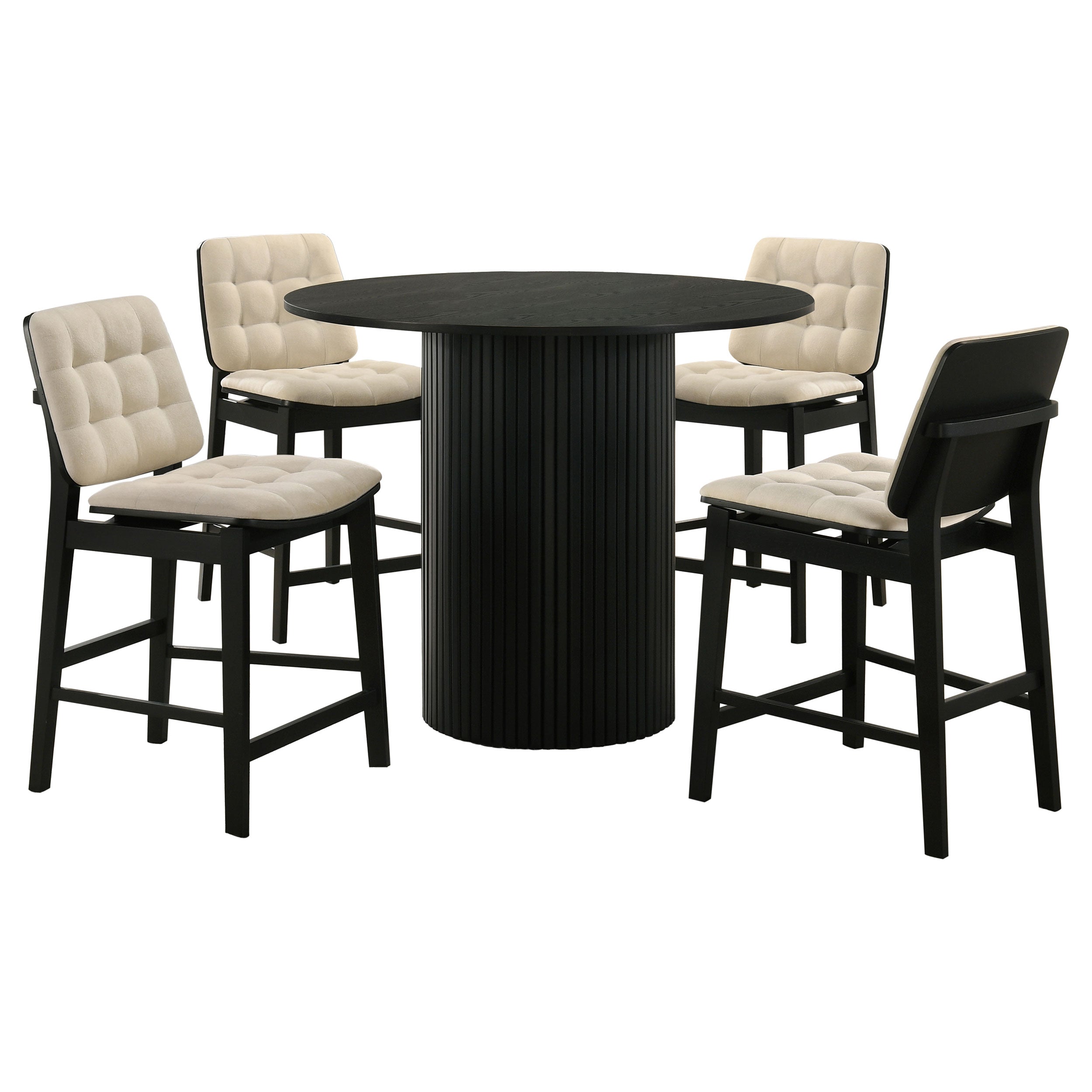 Hamlyn 5-piece Round Wood Counter Height Dining Set Cream and Black — view 2