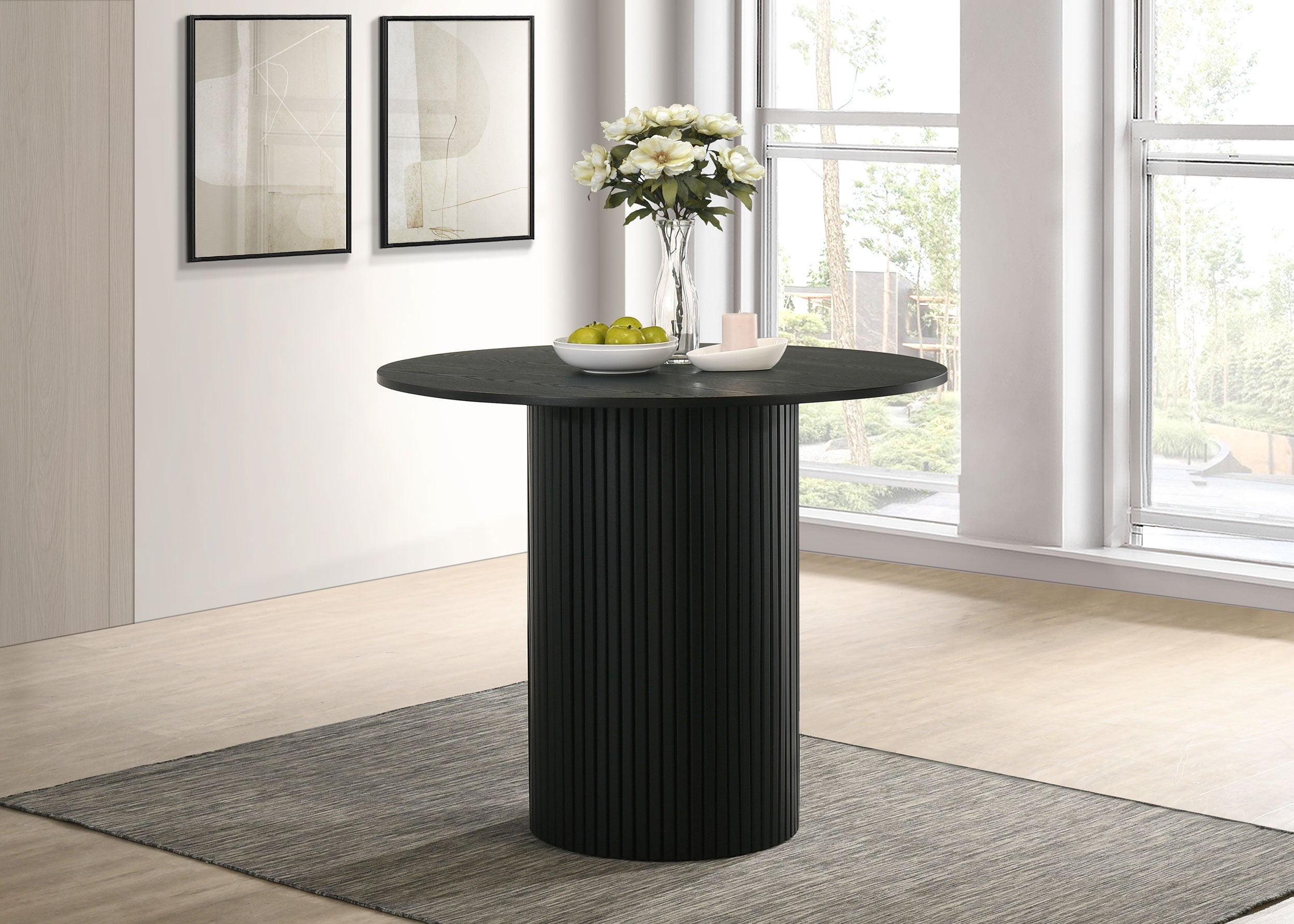 Hamlyn 43-inch Round Wood Counter Height Dining Table Black — view 2