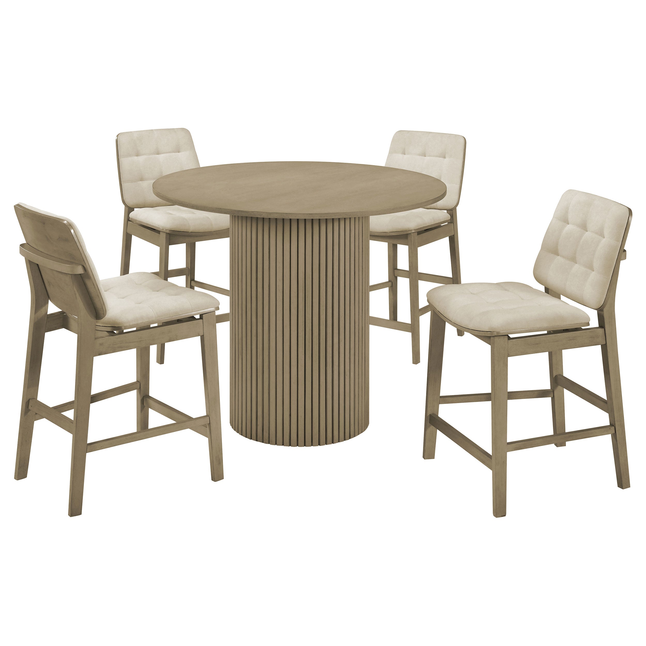 Hamlyn 5-piece Round Wood Counter Height Dining Set Cream and Natural Oak — view 1