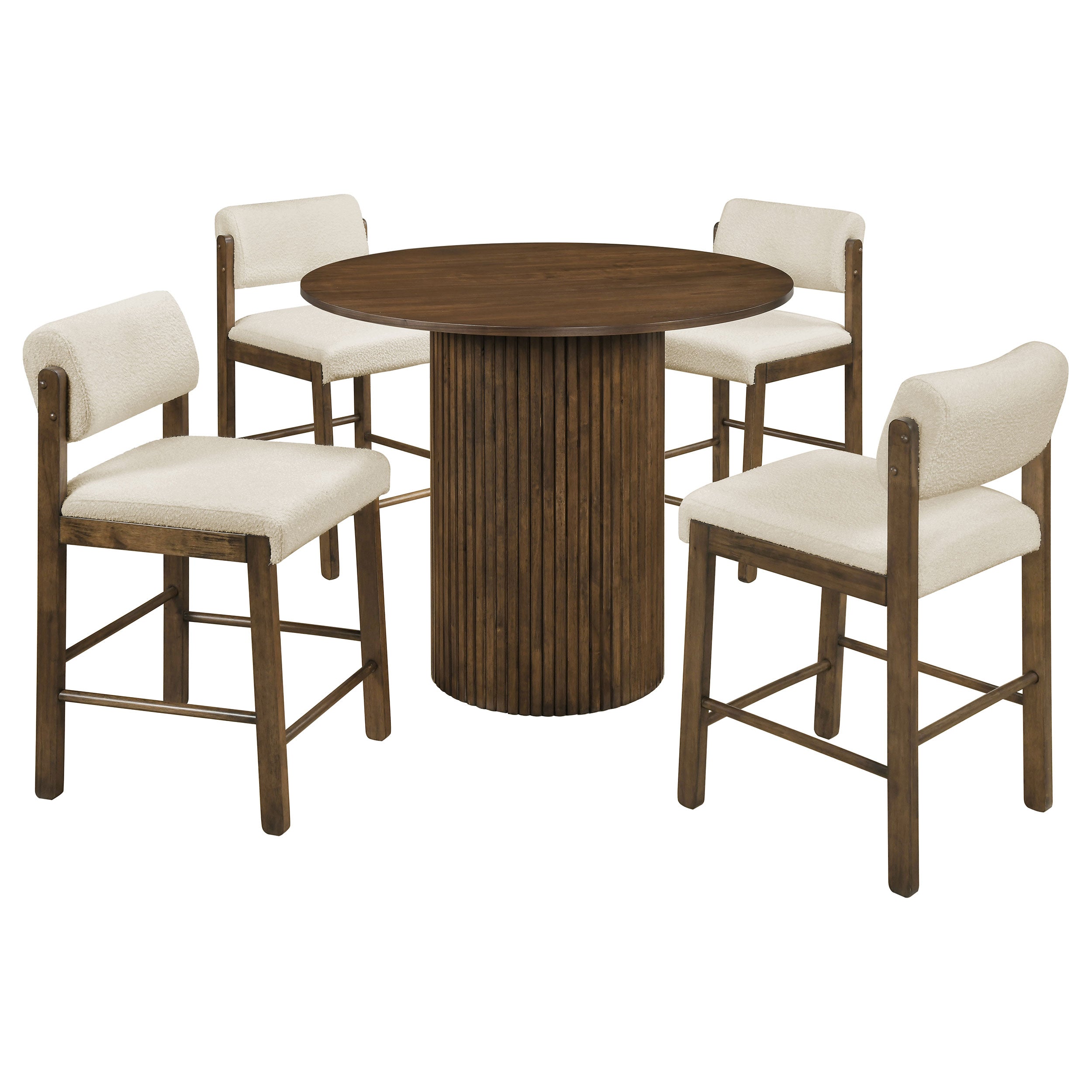 Hamlyn 5-piece Round Wood Counter Height Dining Set Cream and Walnut — view 1