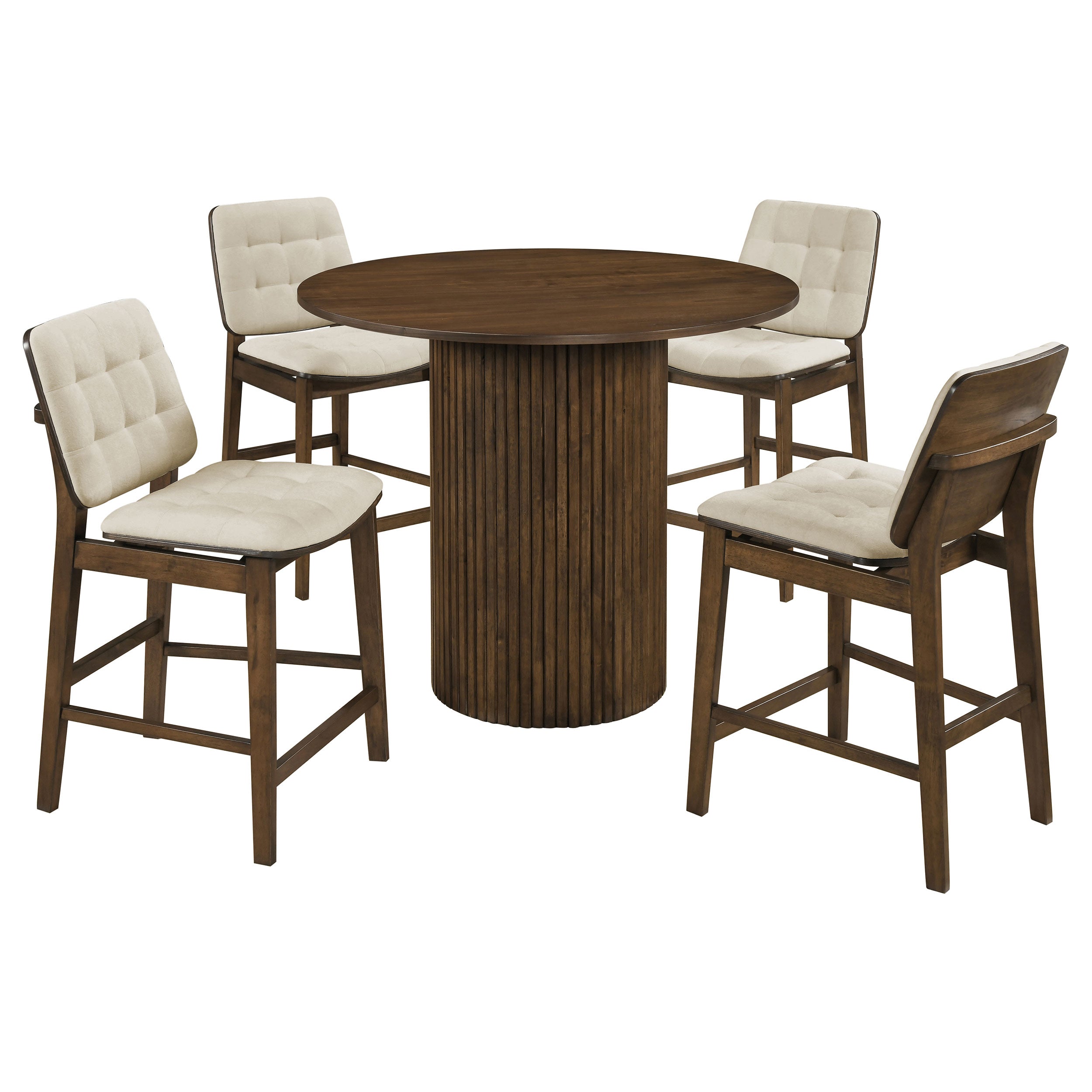 Hamlyn 5-piece Round Wood Counter Height Dining Set Cream and Walnut — view 1