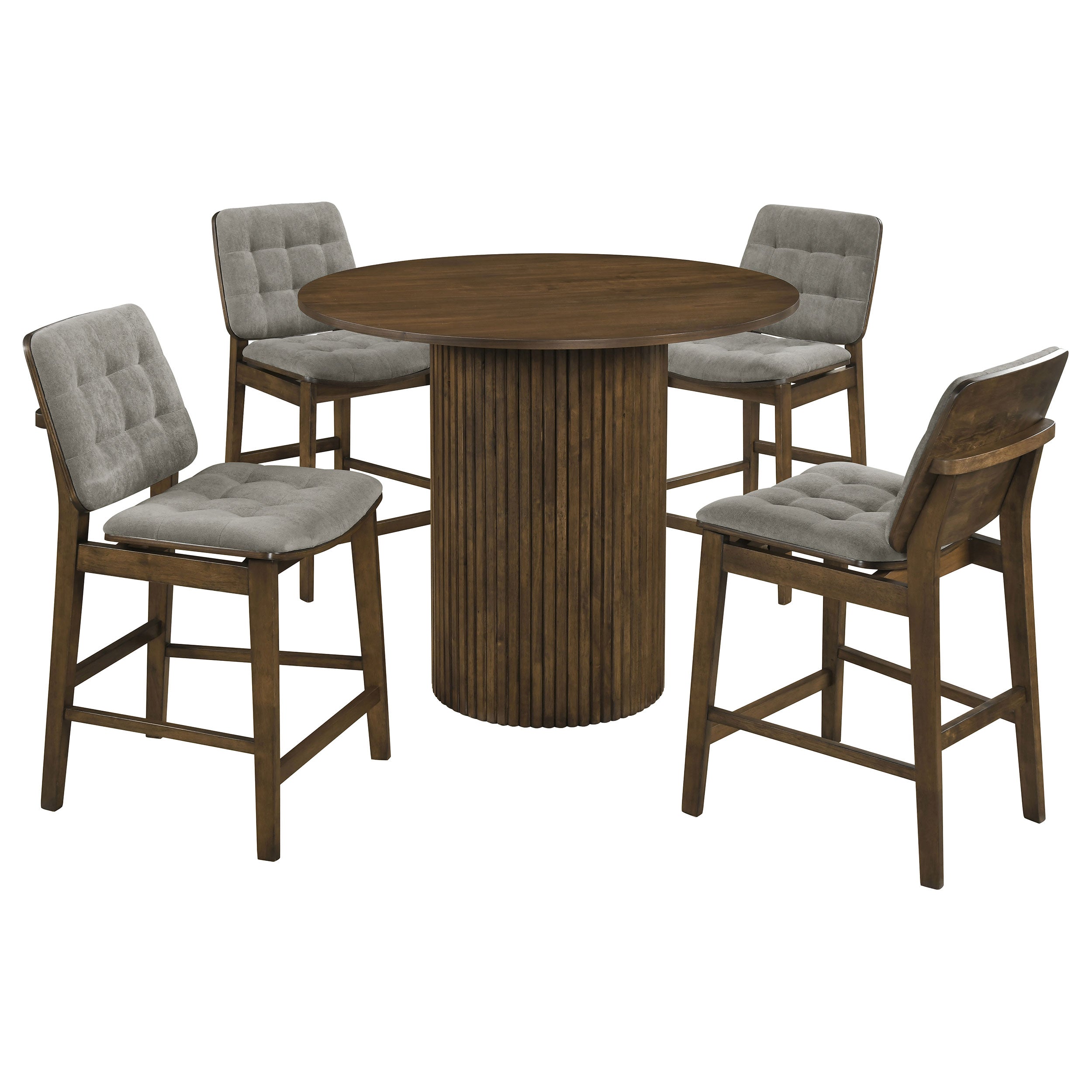 Hamlyn 5-piece Round Wood Counter Height Dining Set Grey and Walnut — view 1