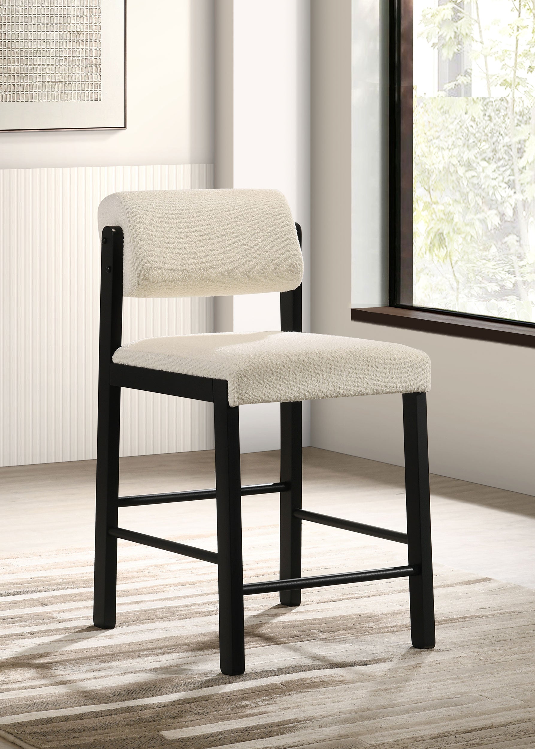 Kehoe Upholstered Counter Height Chair Cream and Black (Set of 2) — view 2