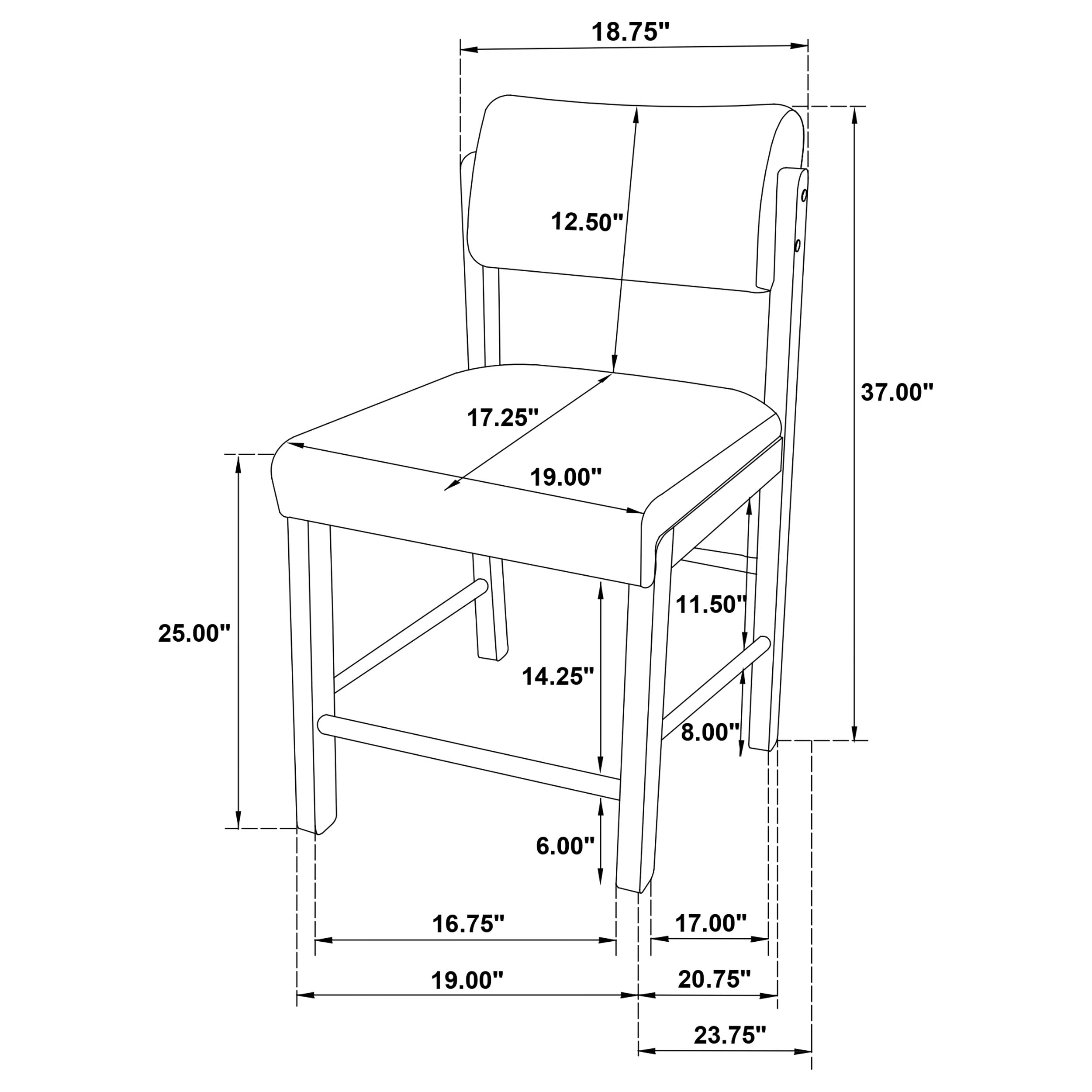 Kehoe Upholstered Counter Height Chair Cream and Walnut (Set of 2) — view 12