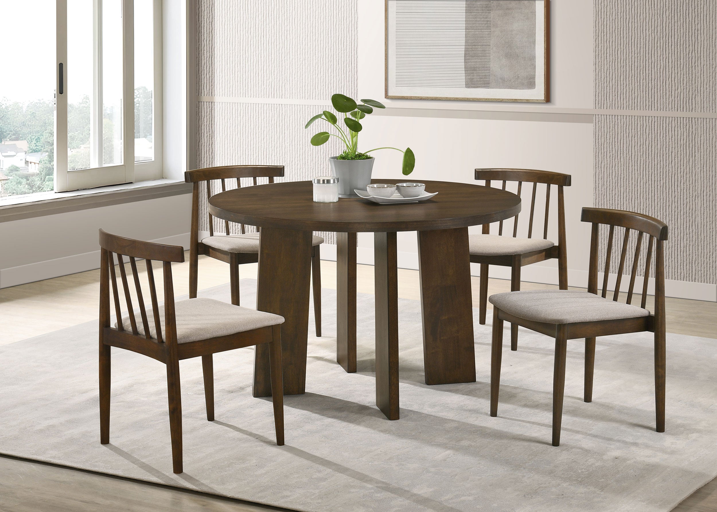 Strouse 5-piece Dining Set Wheat and Walnut — view 1