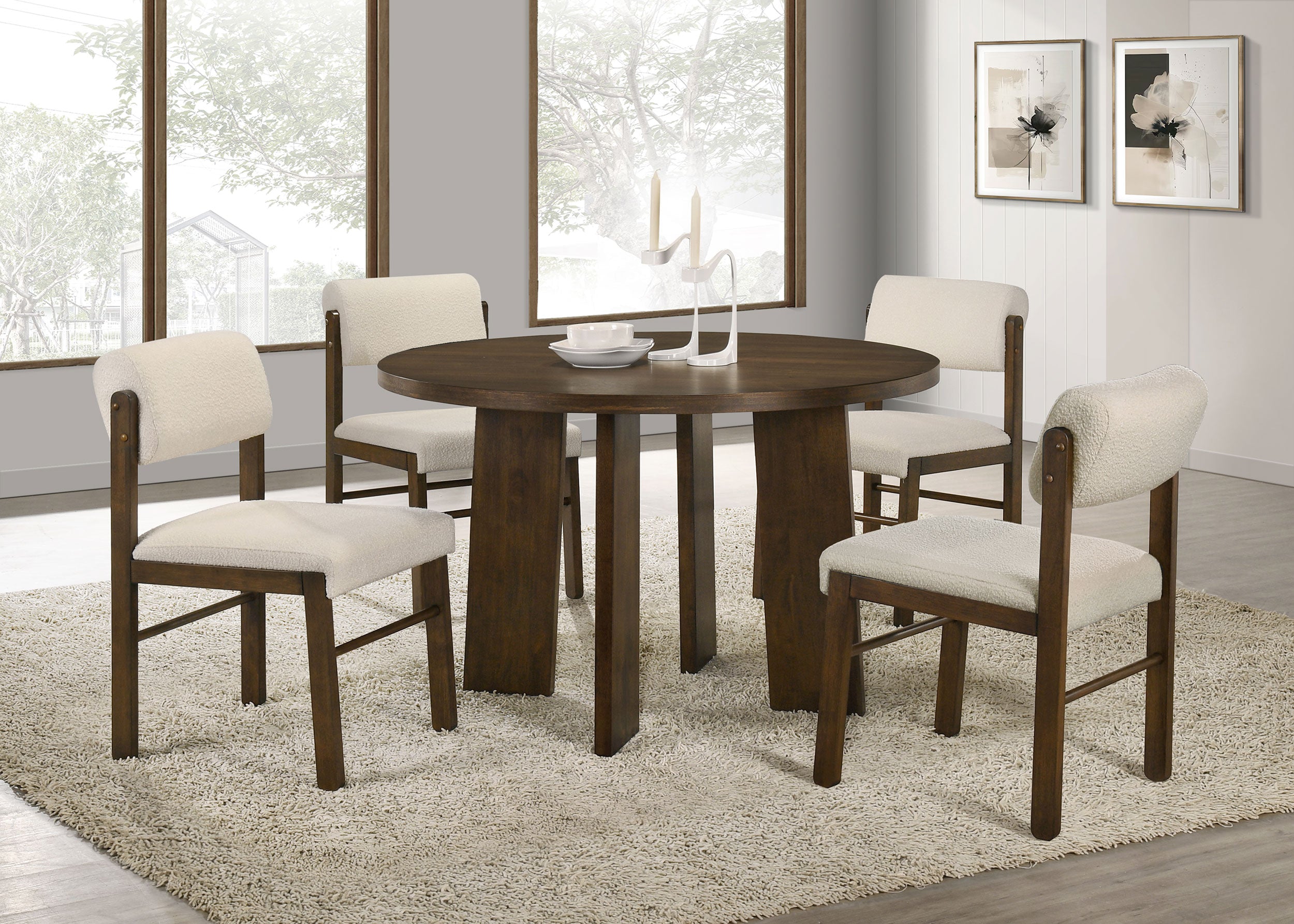 Strouse 5-piece Dining Set Cream and Walnut — view 1