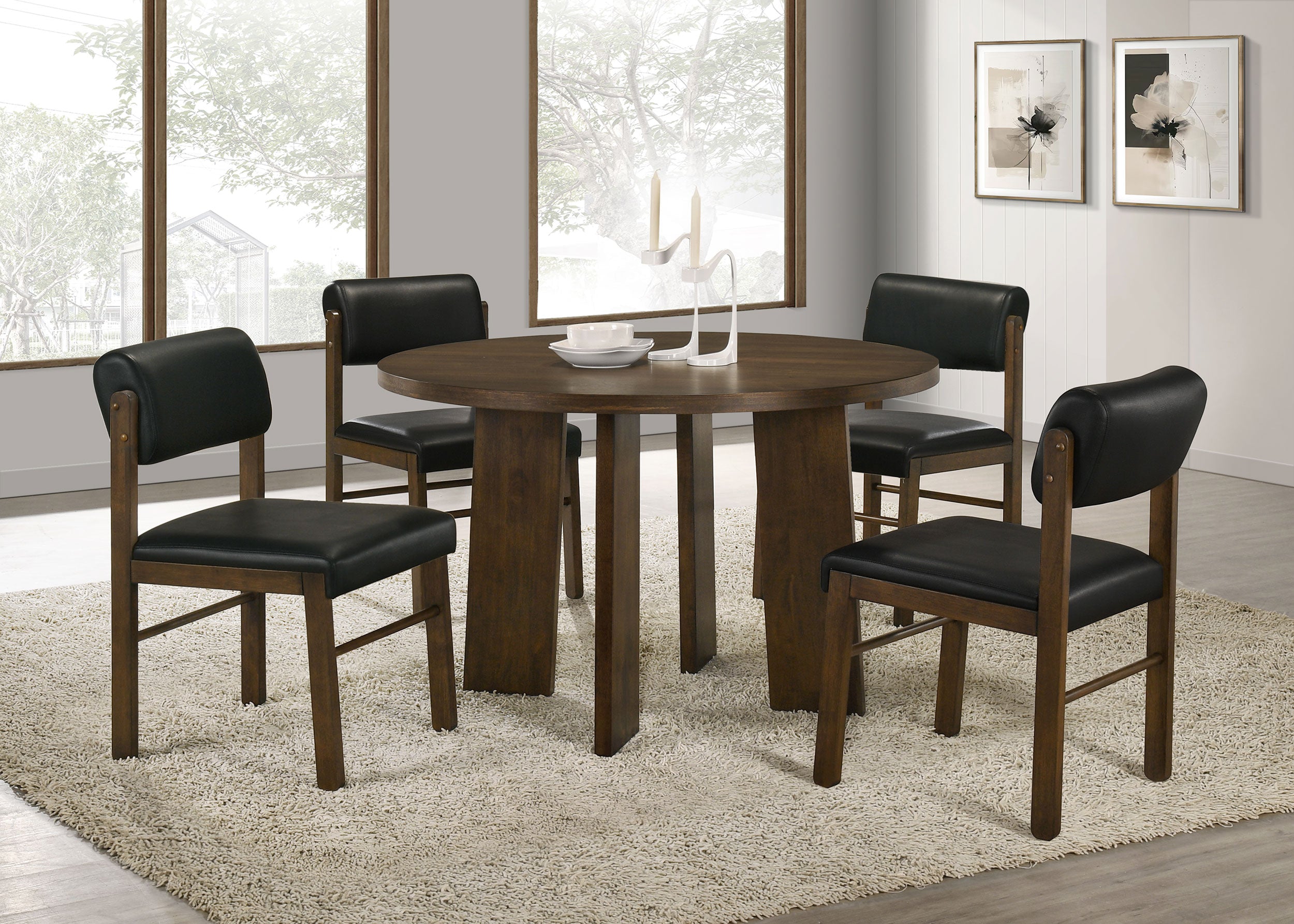 Strouse 5-piece Dining Set Black and Walnut — view 1