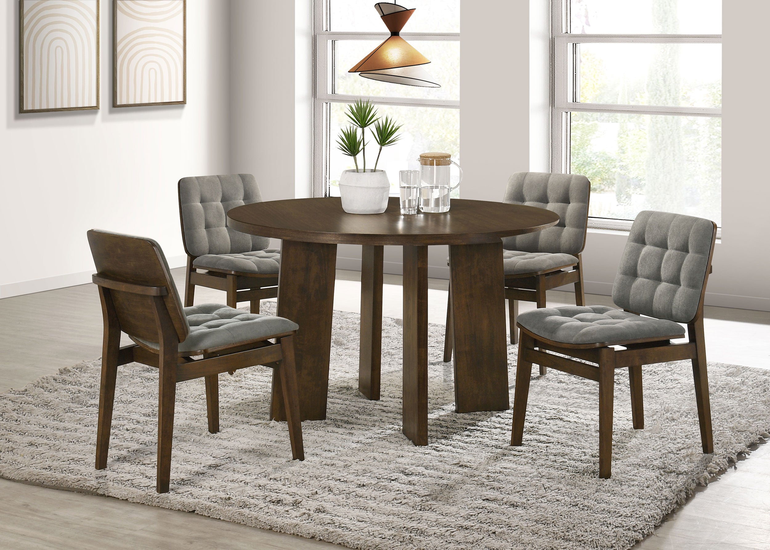 Strouse 5-piece Dining Set Grey and Walnut — view 1