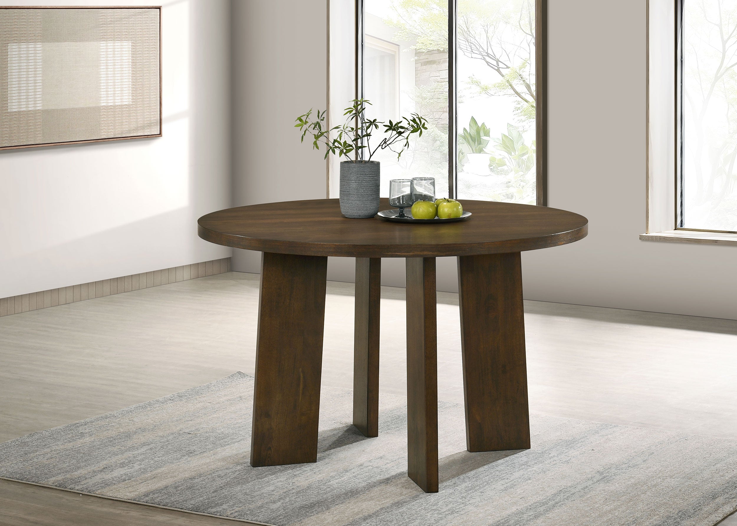 Strouse 47-inch Round Wood Dining Room Table Walnut — view 2