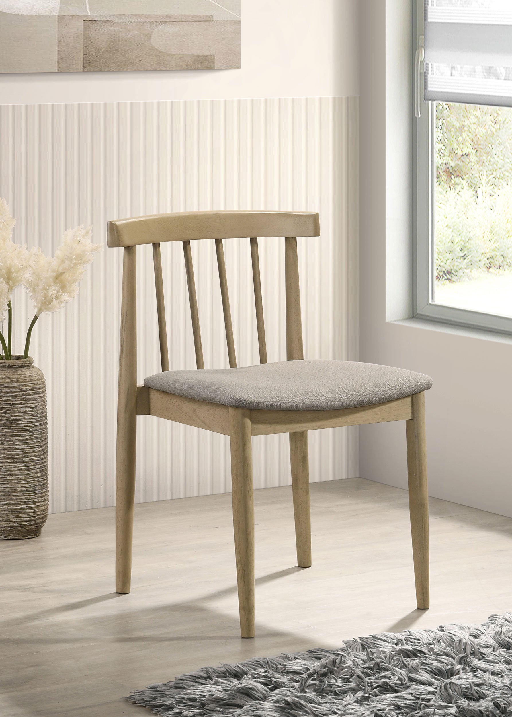 Cullen Dining Side Chair Upholstered Seat Natural Oak (Set of 2) — view 2