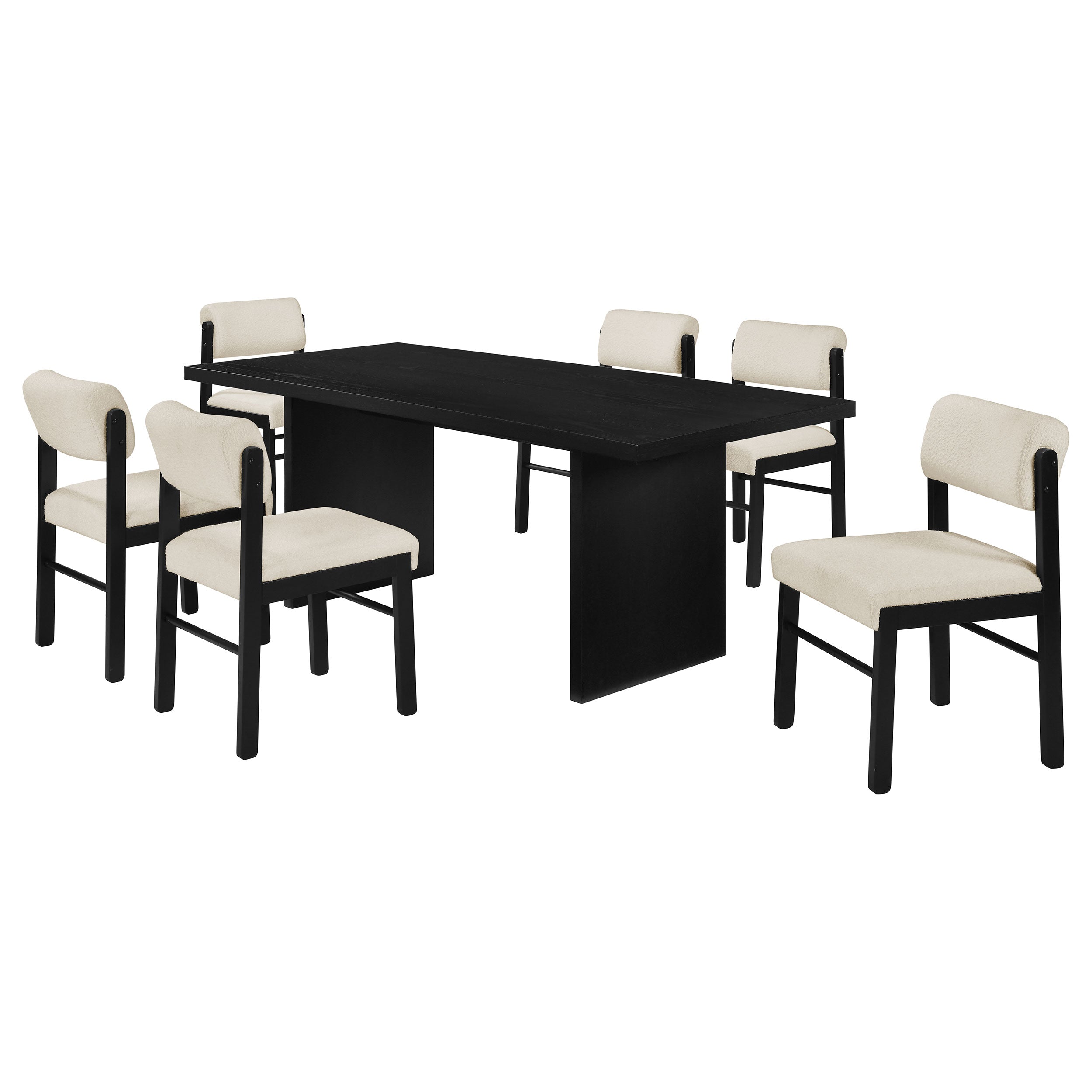 Decker 7-piece 82-inch Rectangular Dining Set Cream and Black — view 1