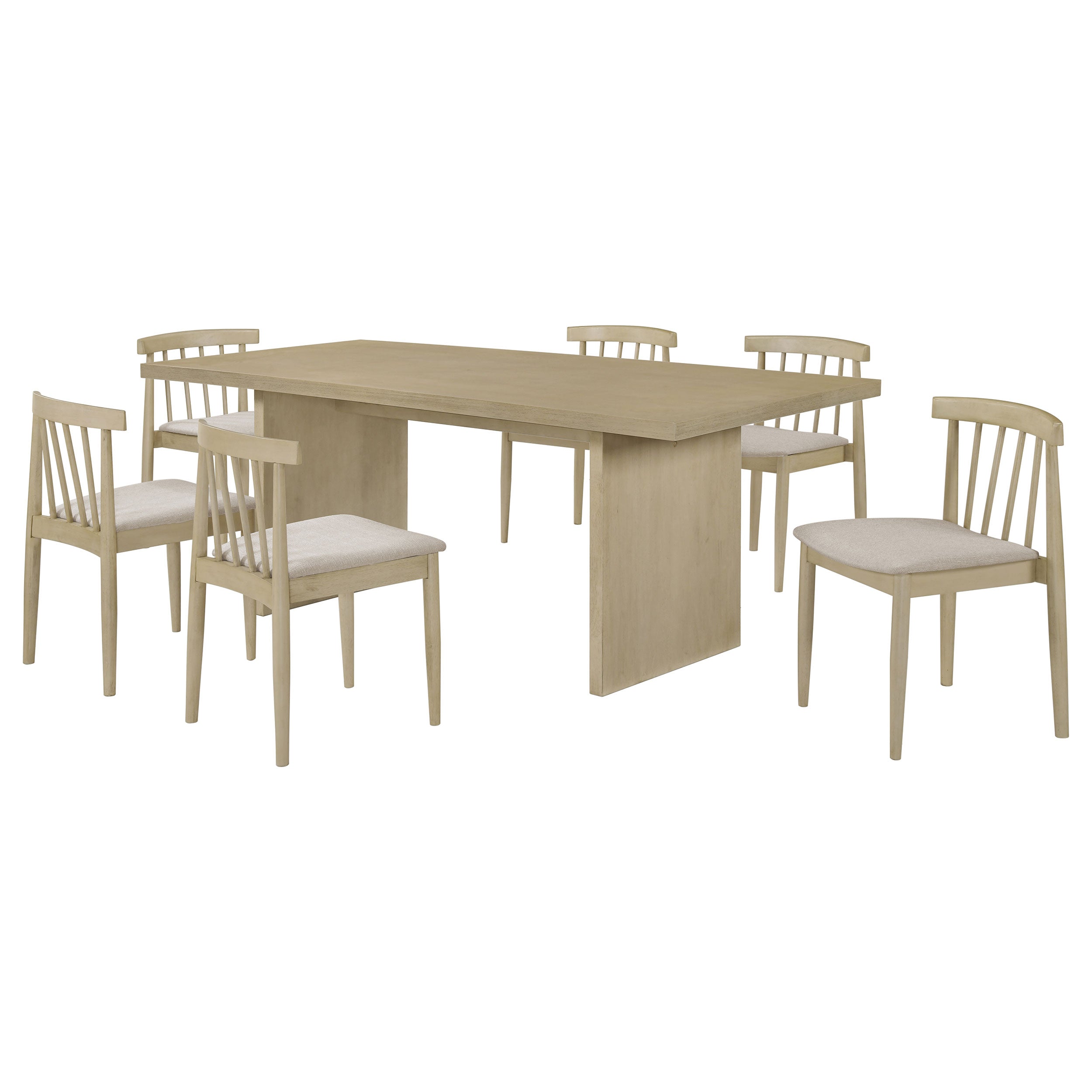 Decker 7-piece 82-inch Rectangular Dining Set Wheat and Natural Oak — view 1