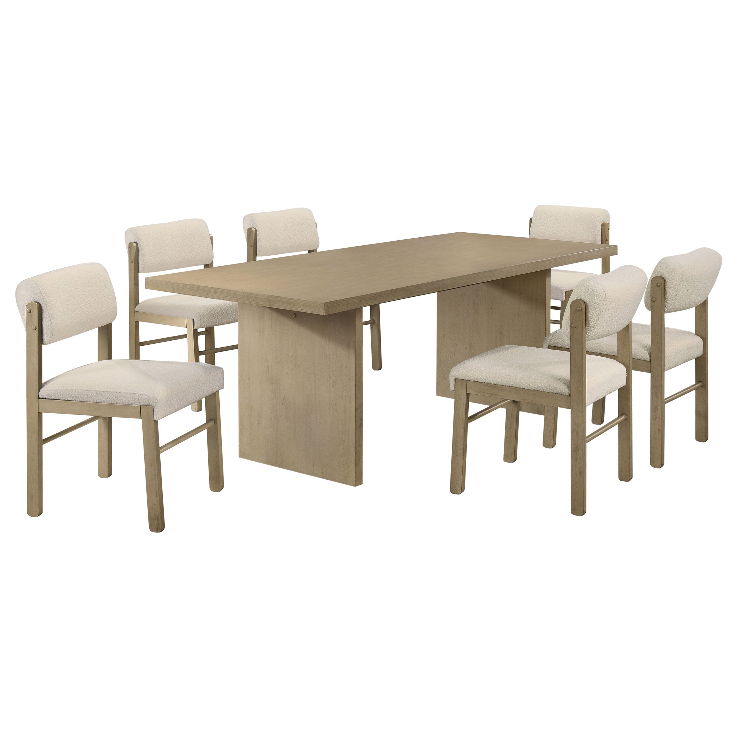 Decker 7-piece 82-inch Rectangular Dining Set Cream and Natural Oak — view 2