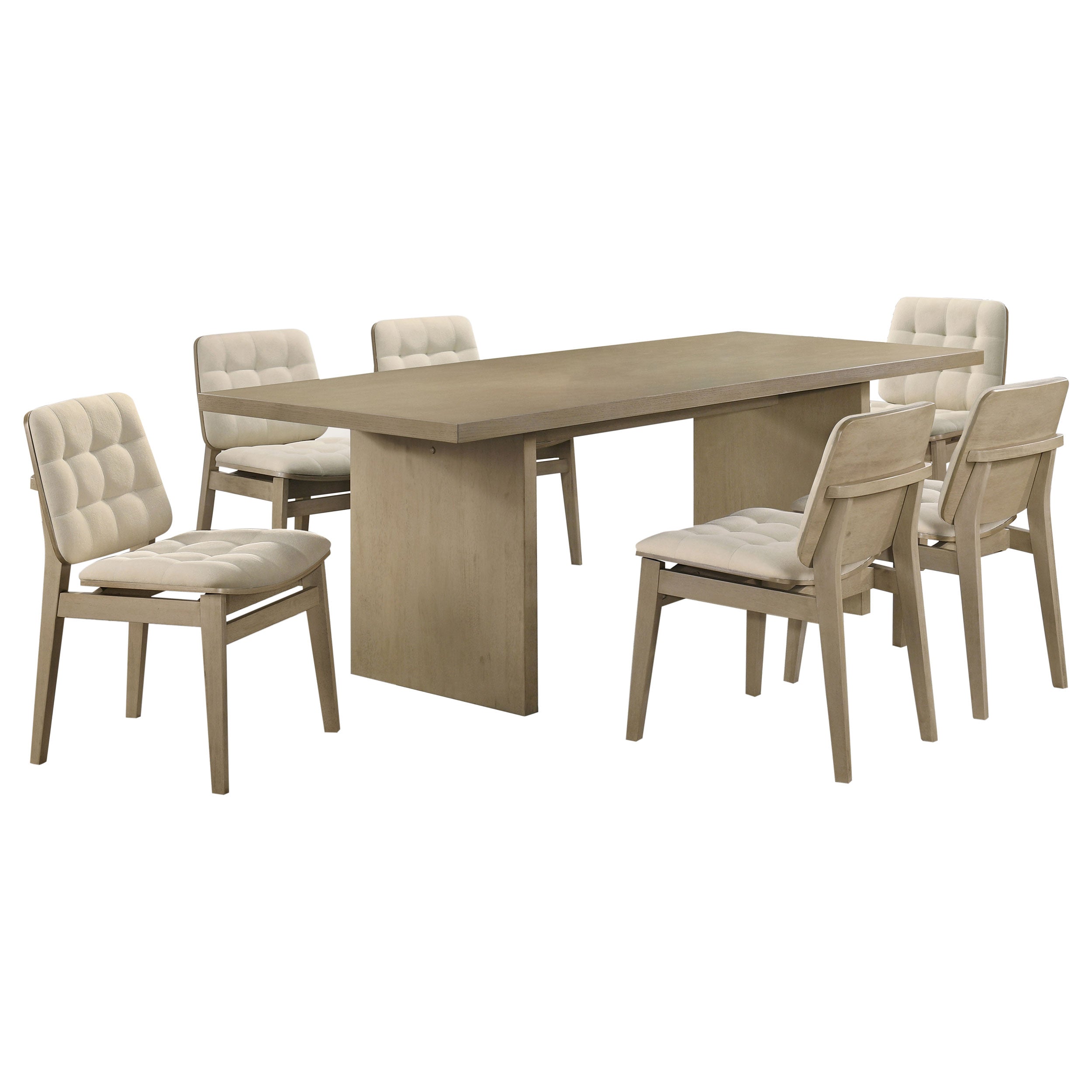 Decker 7-piece 82-inch Rectangular Dining Set Cream and Natural Oak — view 2