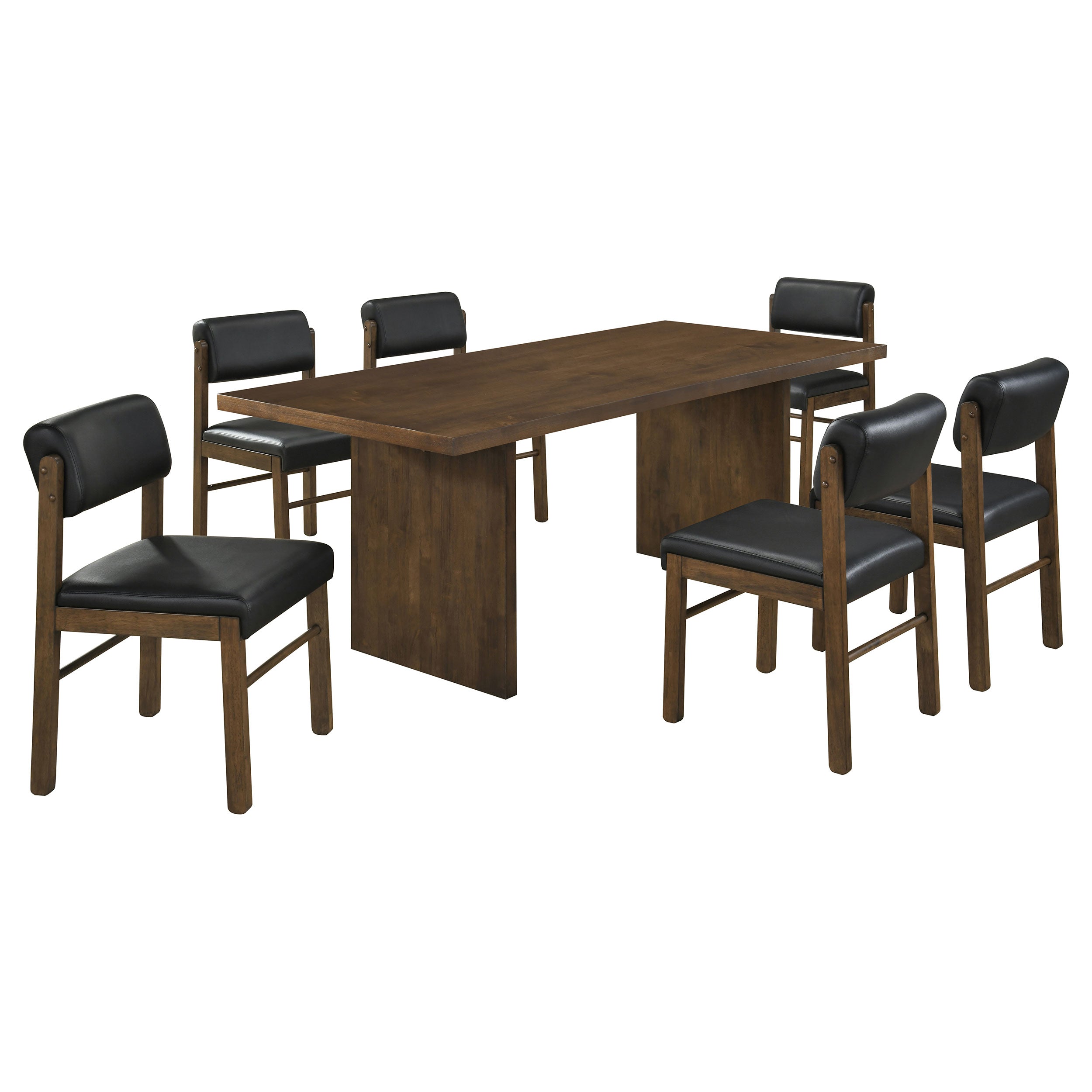 Decker 7-piece 82-inch Rectangular Dining Set Black and Walnut — view 1