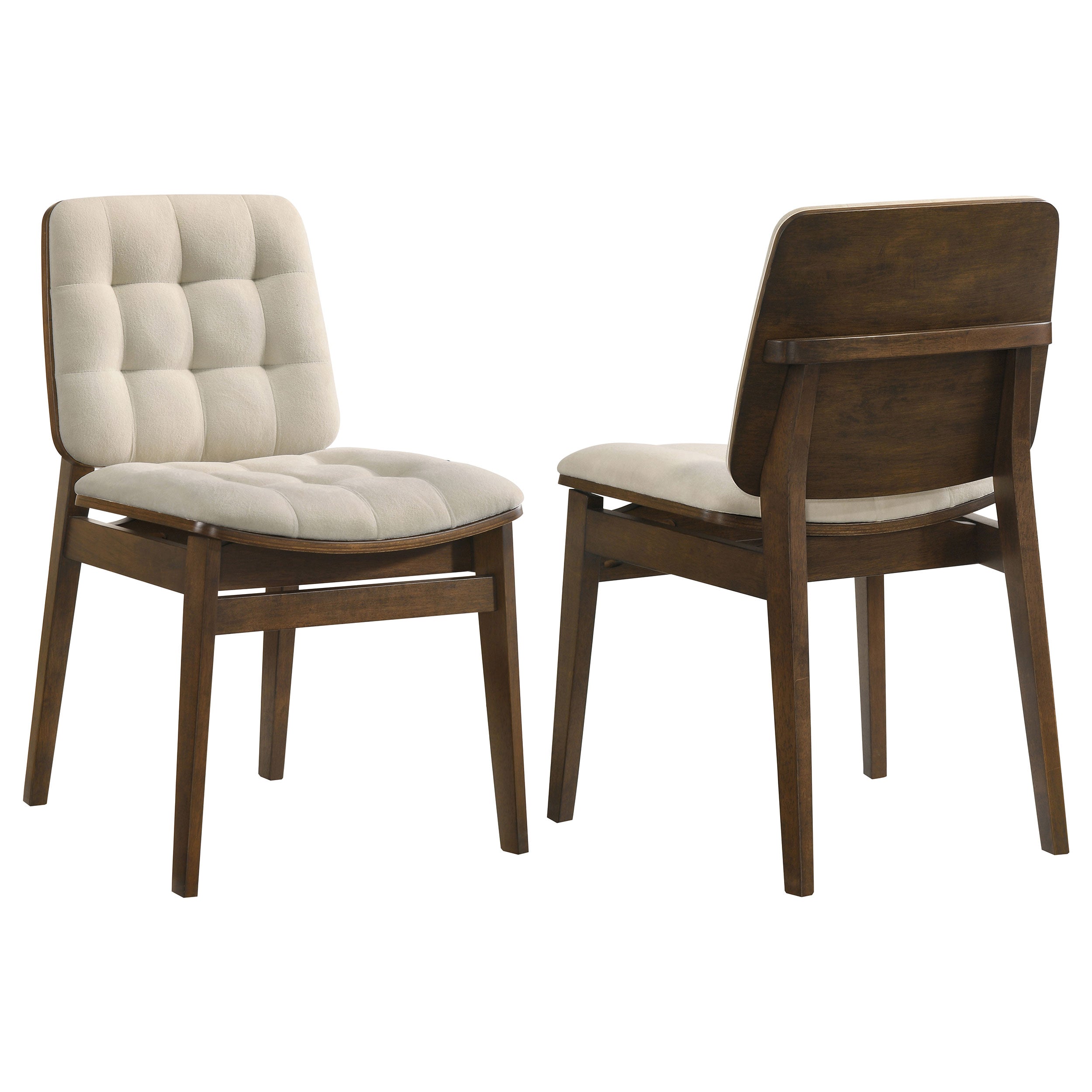 Redbridge Velvet Upholstered Side Chair Cream and Walnut (Set of 2) — view 1