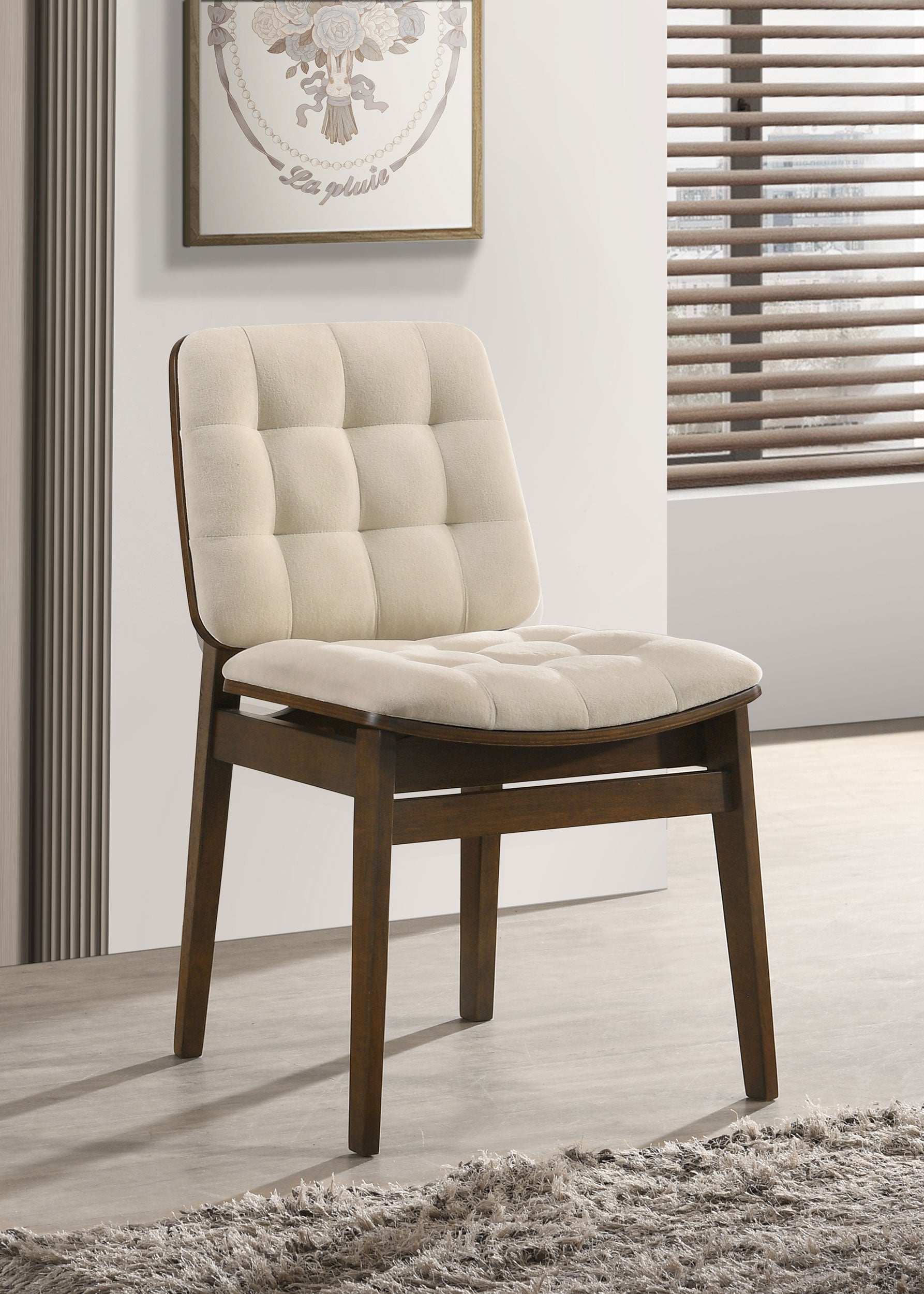 Redbridge Velvet Upholstered Side Chair Cream and Walnut (Set of 2) — view 2