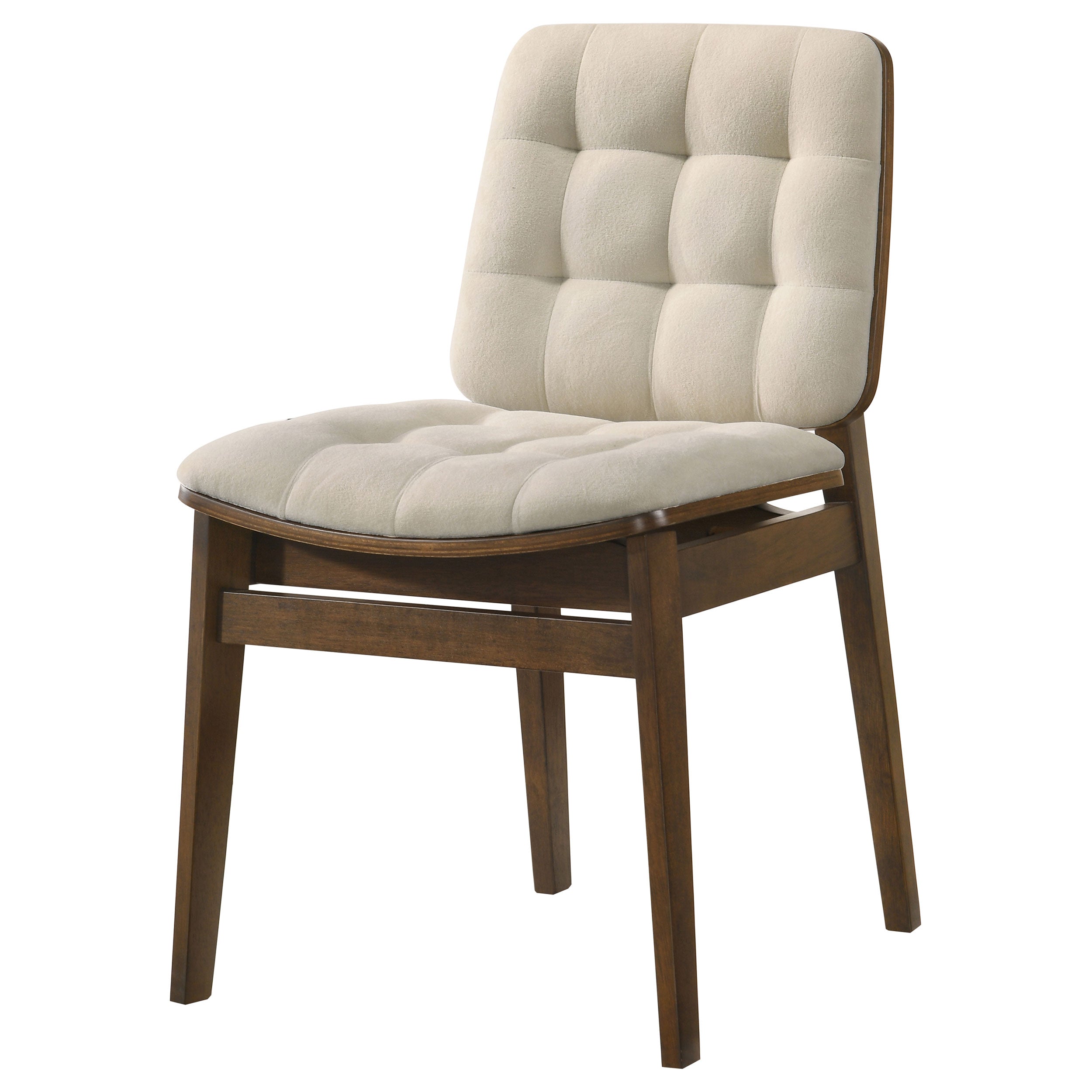 Redbridge Velvet Upholstered Side Chair Cream and Walnut (Set of 2) — view 4