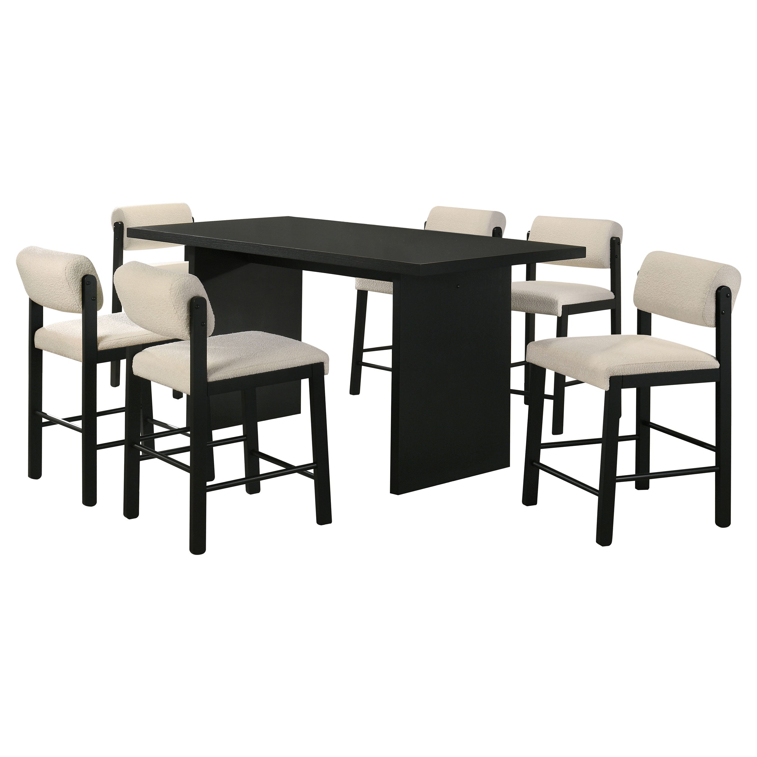 Decker 7-piece 70-inch Rectangular Counter Height Dining Set Cream and Black — view 2