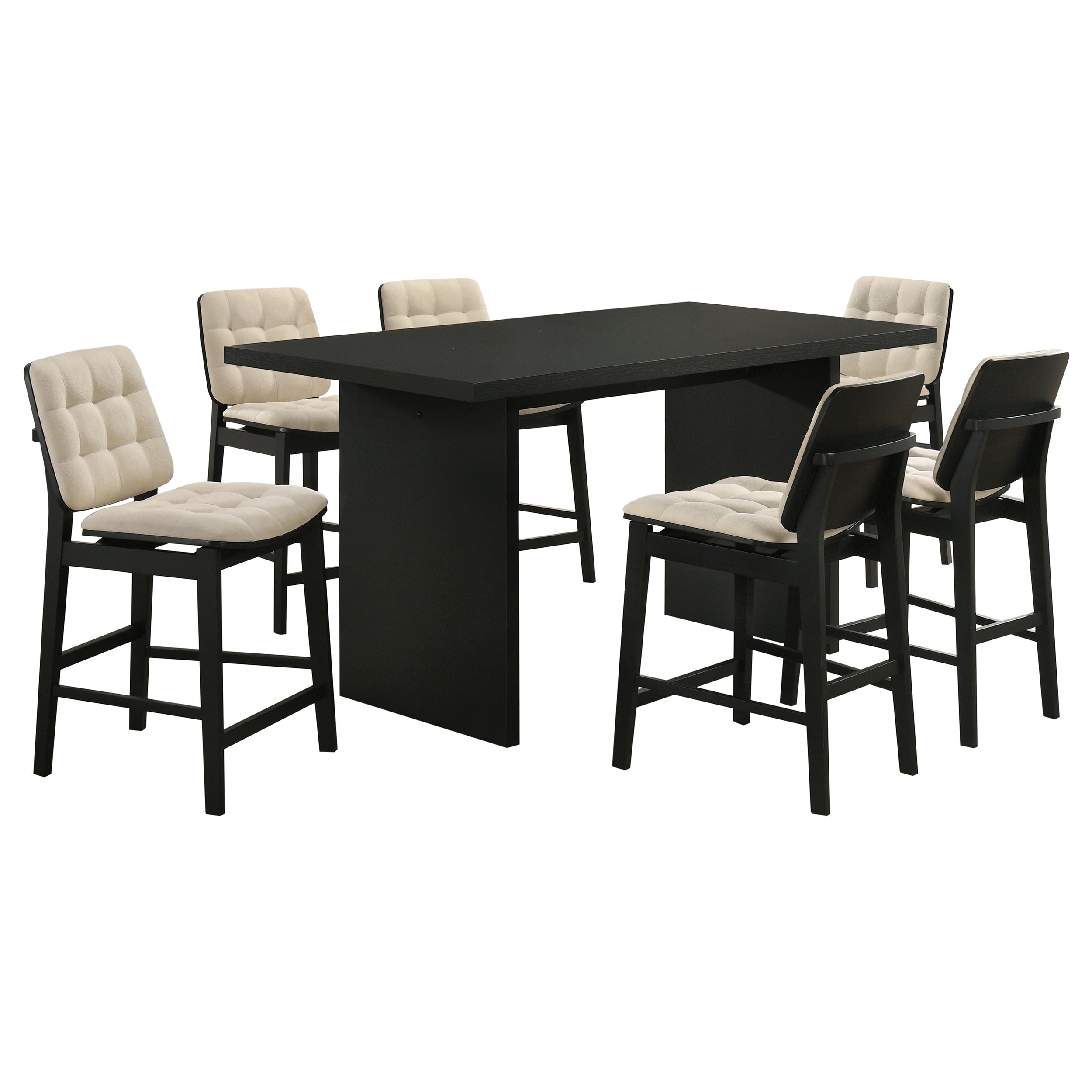 Decker 7-piece 70-inch Rectangular Counter Height Dining Set Cream and Black — view 2