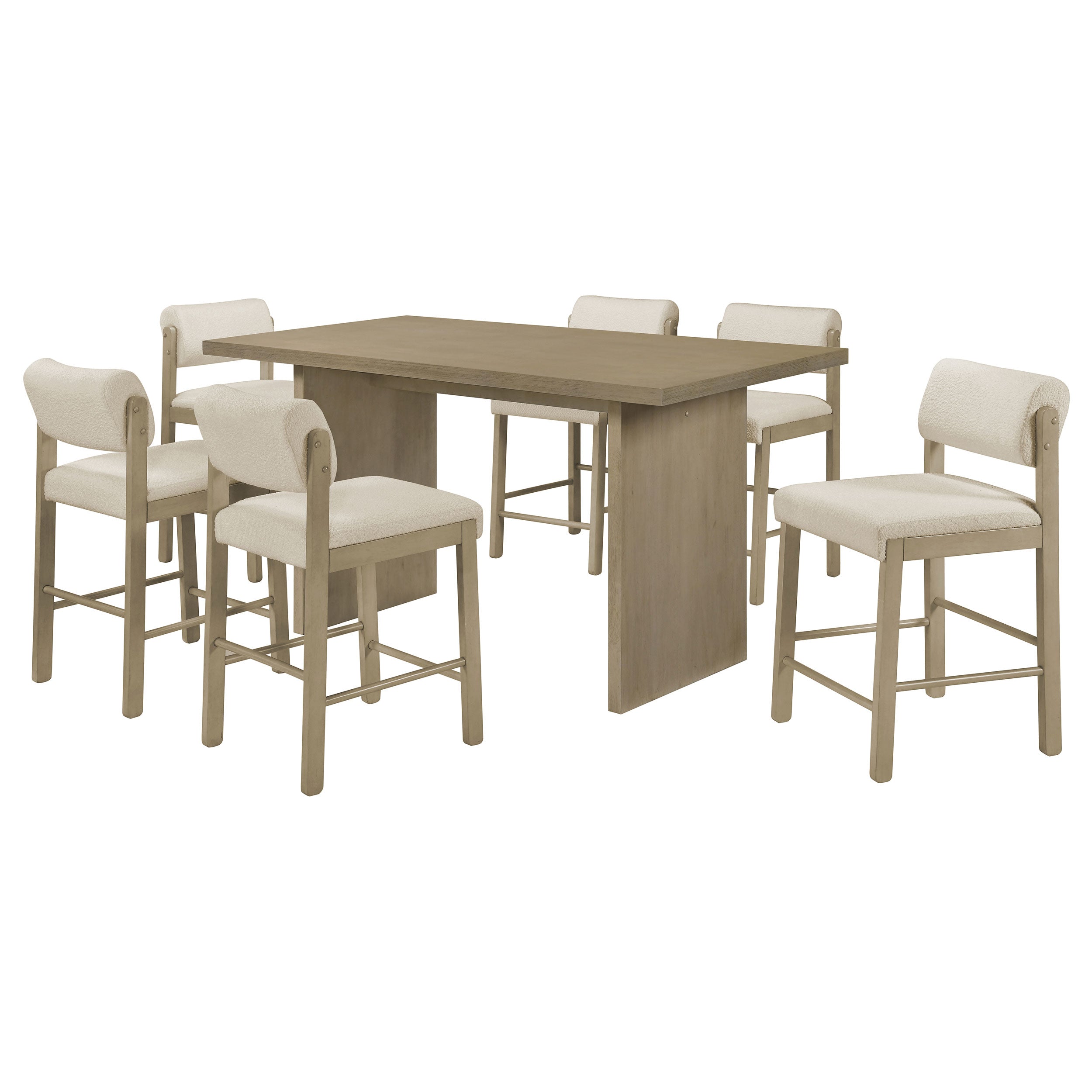Decker 7-piece 70-inch Rectangular Counter Height Dining Set Cream and Natural Oak — view 1