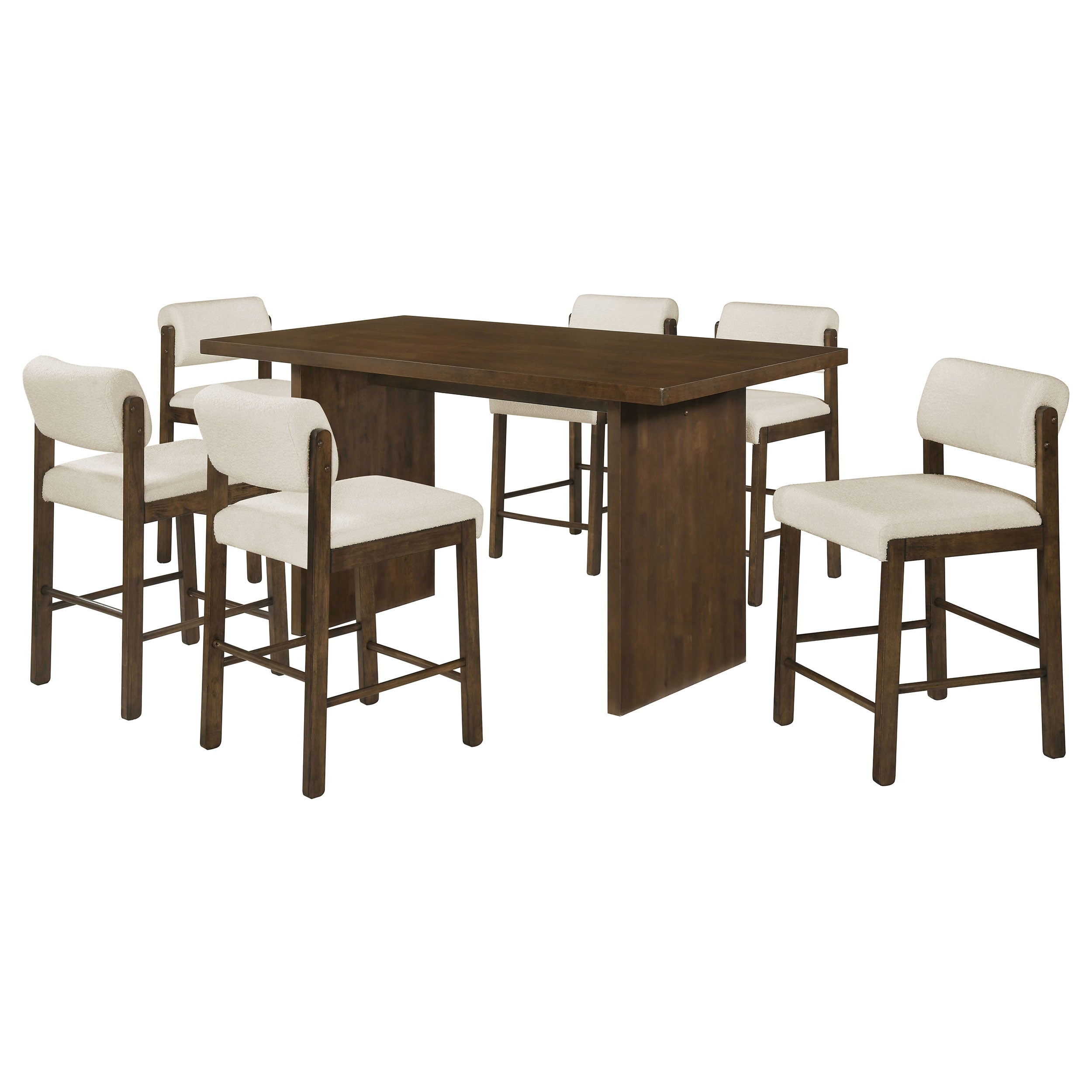Decker 7-piece 70-inch Rectangular Counter Height Dining Set Cream and Walnut — view 1
