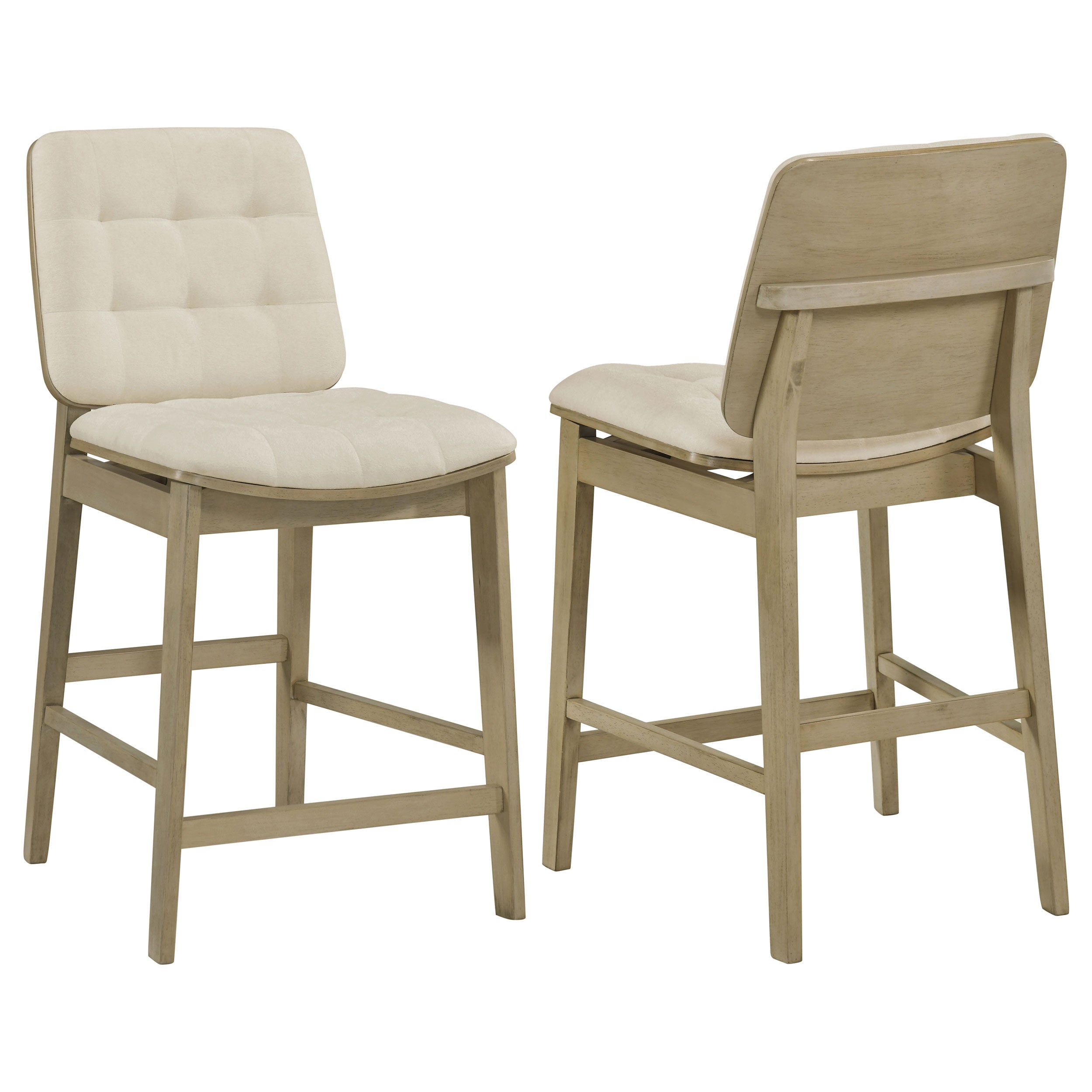 Redbridge Velvet Upholstered Counter Chair Cream and Natural Oak (Set of 2) — view 1