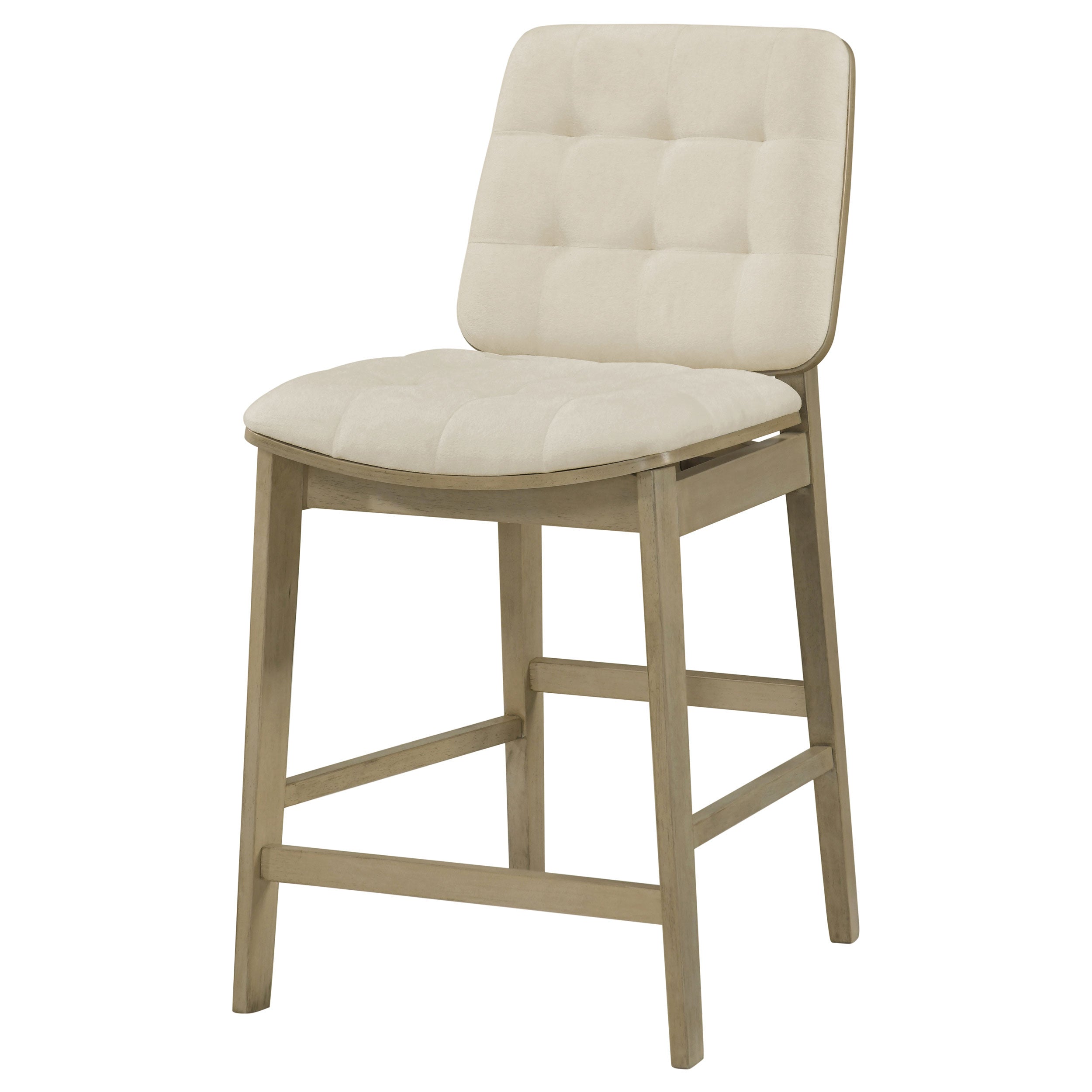 Redbridge Velvet Upholstered Counter Chair Cream and Natural Oak (Set of 2) — view 4