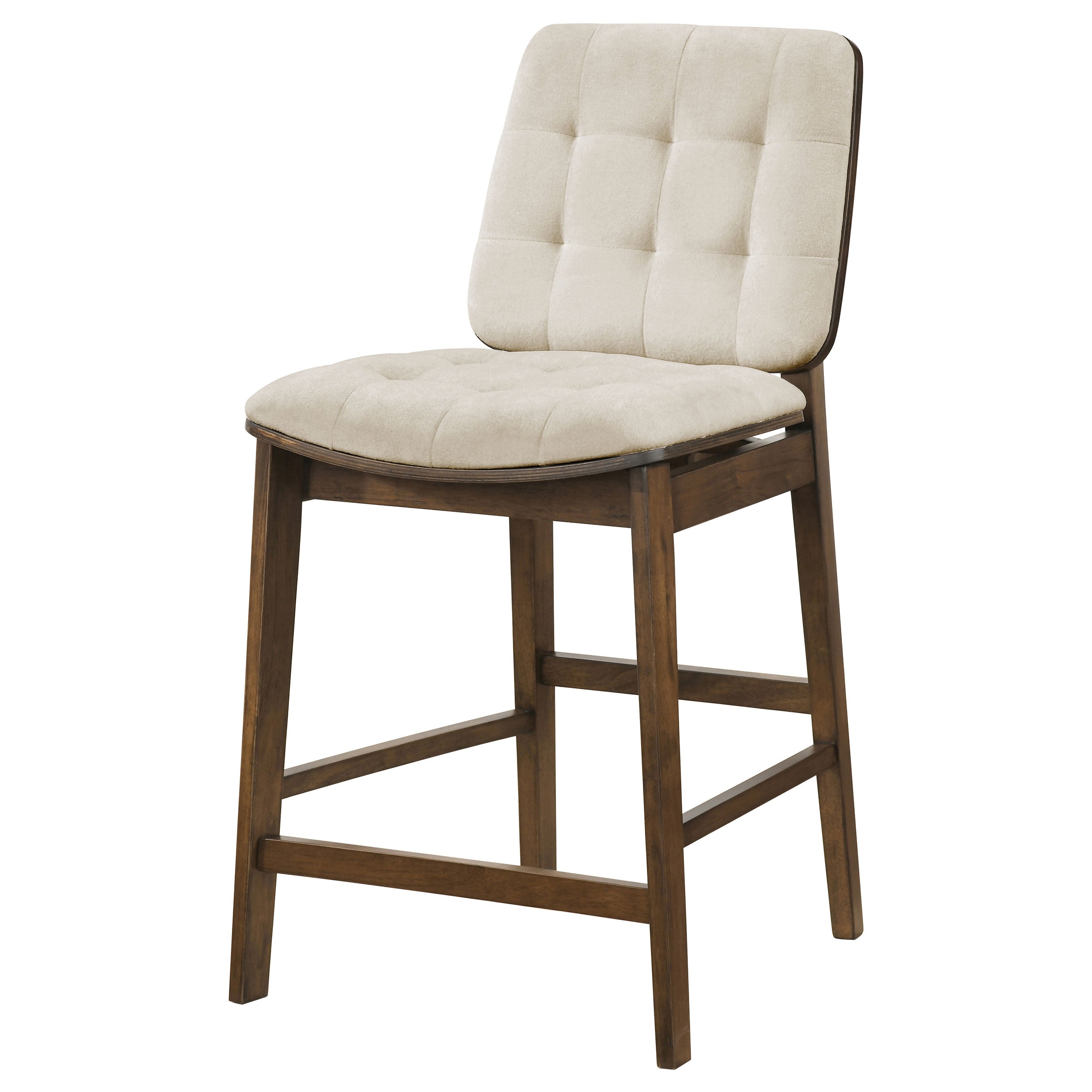 Redbridge Velvet Upholstered Counter Chair Cream and Walnut (Set of 2) — view 4
