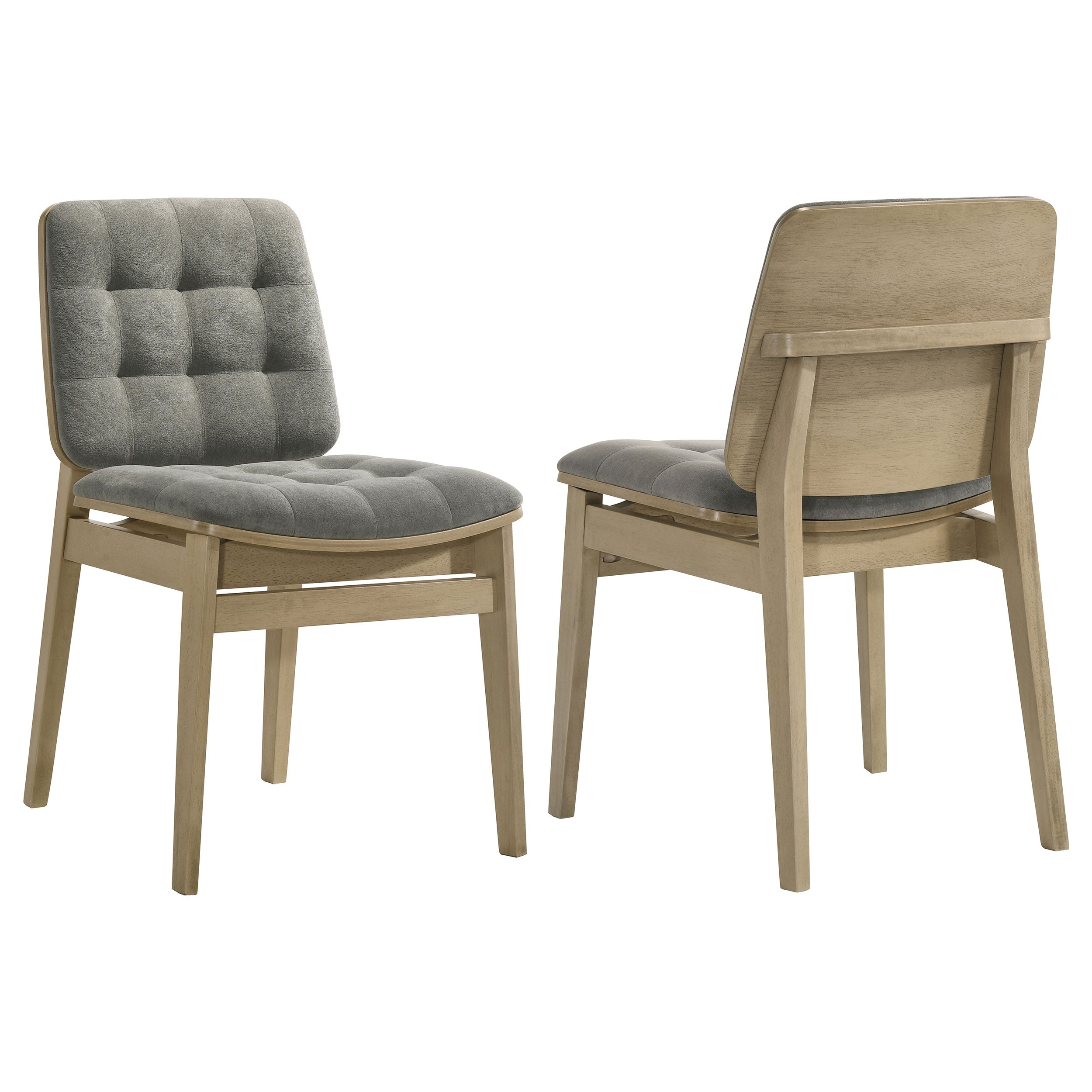 Redbridge Velvet Upholstered Side Chair Grey and Natural Oak (Set of 2) — view 1