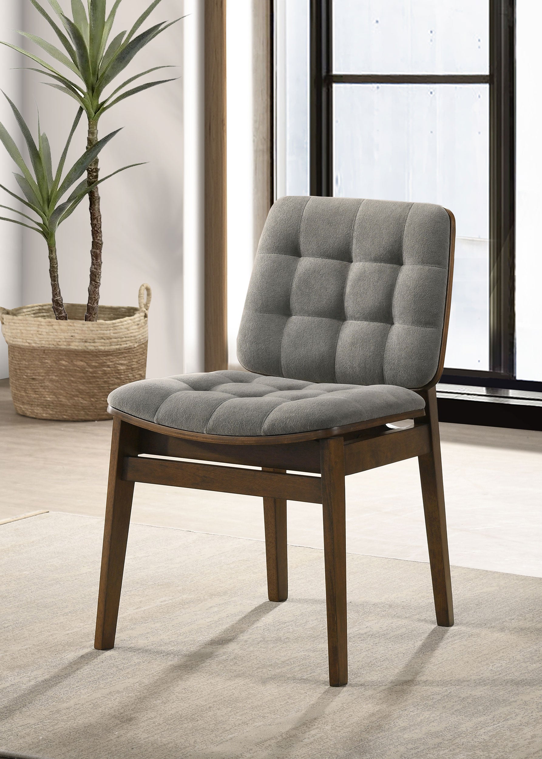 Redbridge Velvet Upholstered Side Chair Grey and Walnut (Set of 2) — view 2