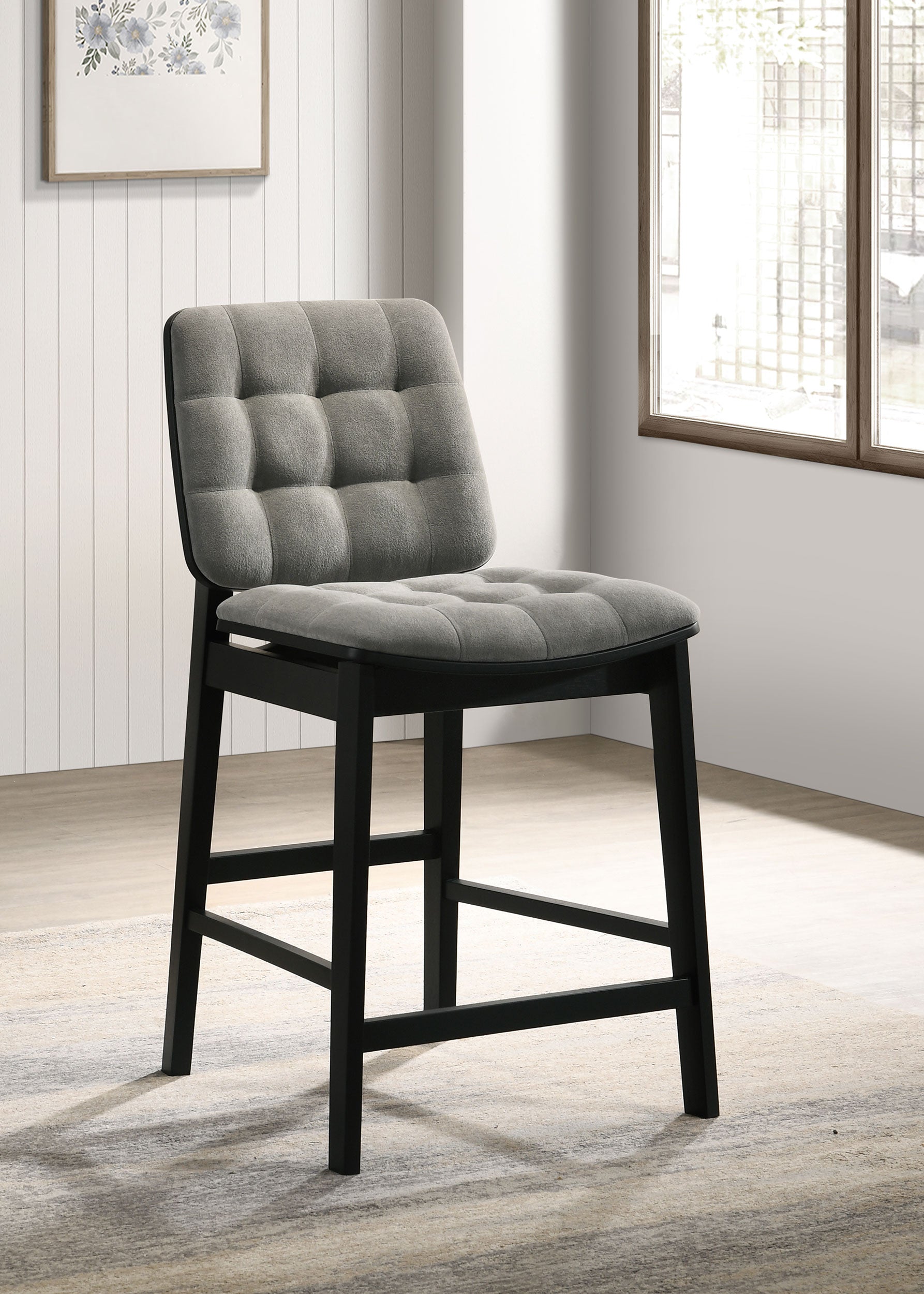 Redbridge Velvet Upholstered Counter Chair Grey and Black (Set of 2) — view 2