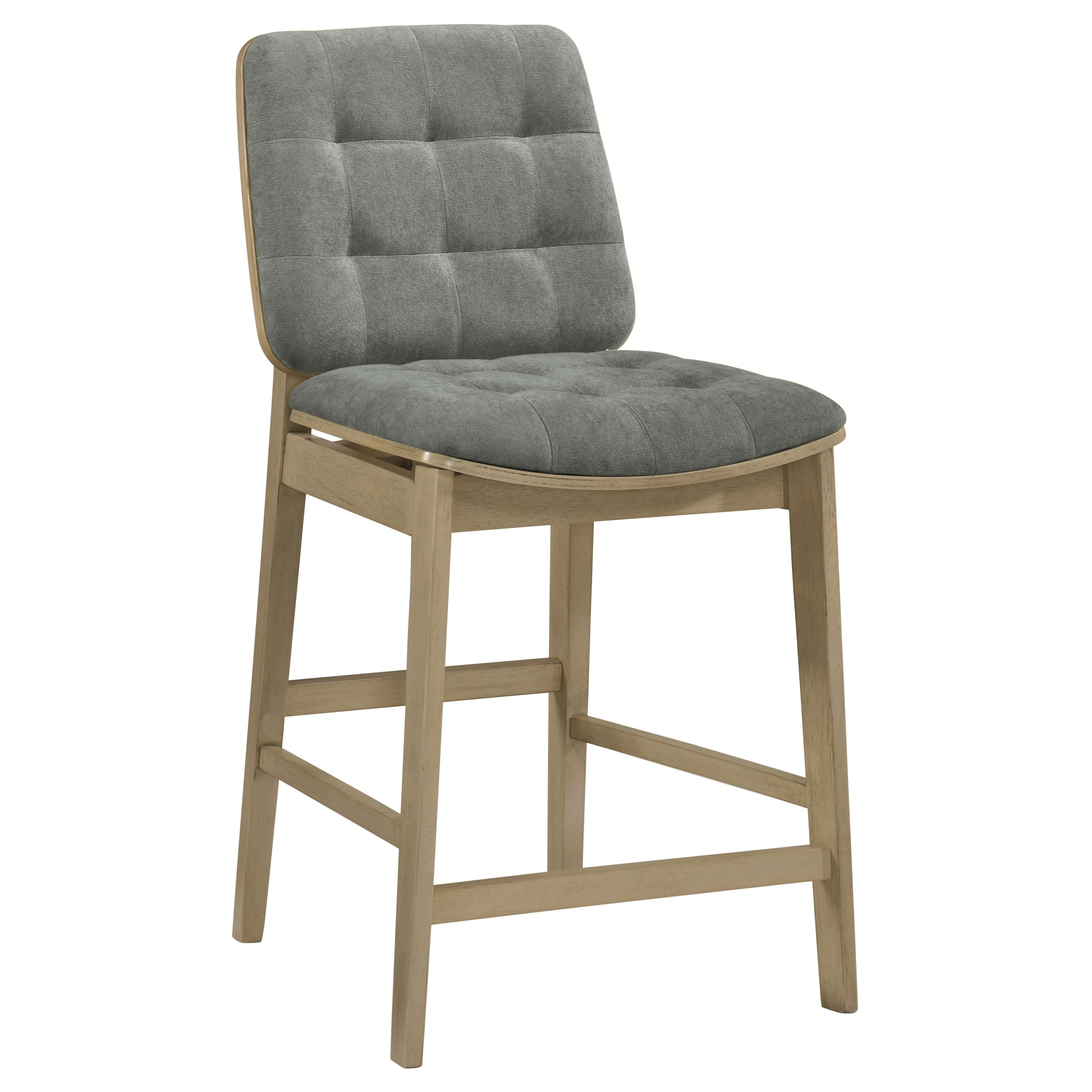 Redbridge Velvet Upholstered Counter Chair Grey and Natural Oak (Set of 2) — view 2